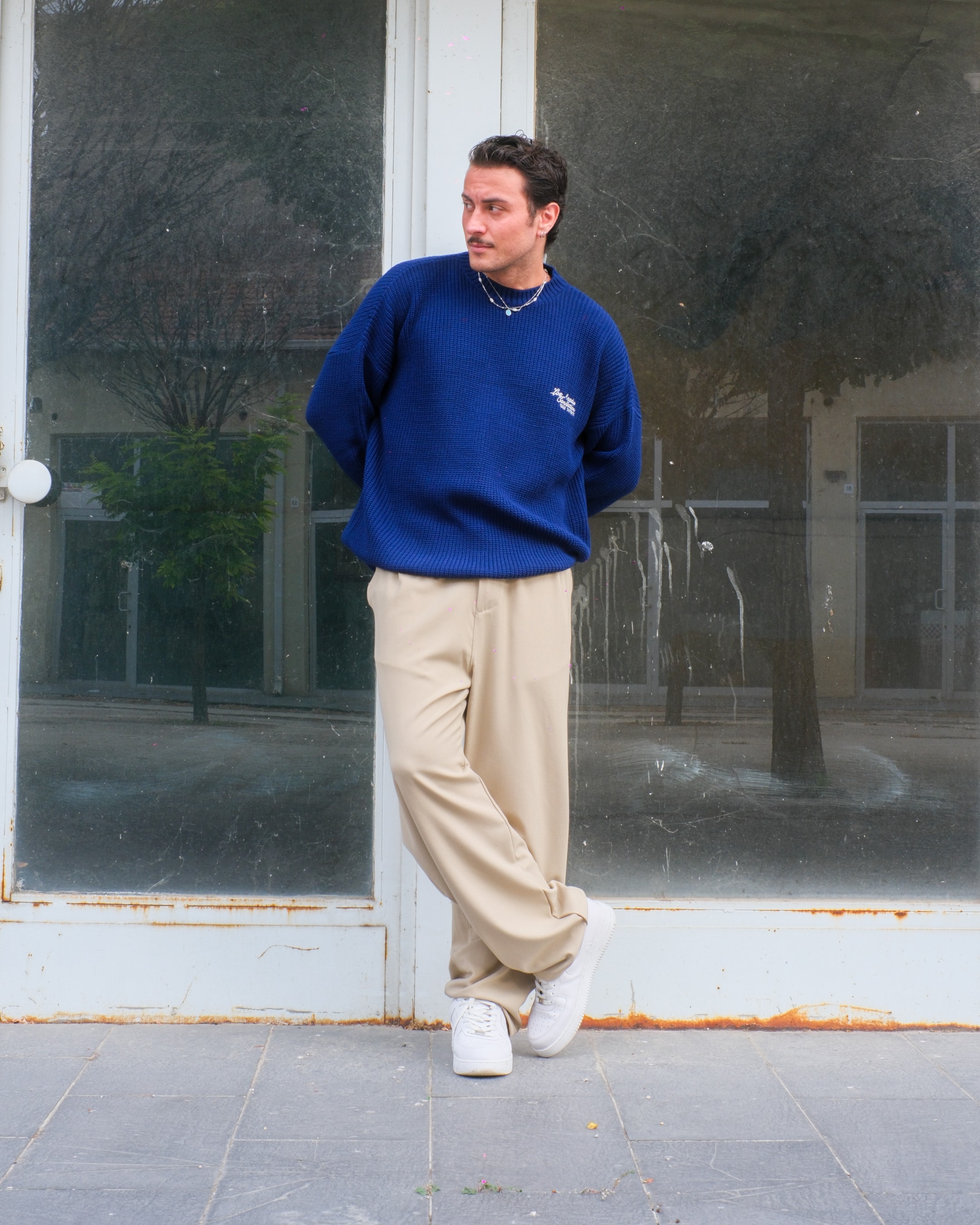 Bej Baggy Kumaş Pantolon