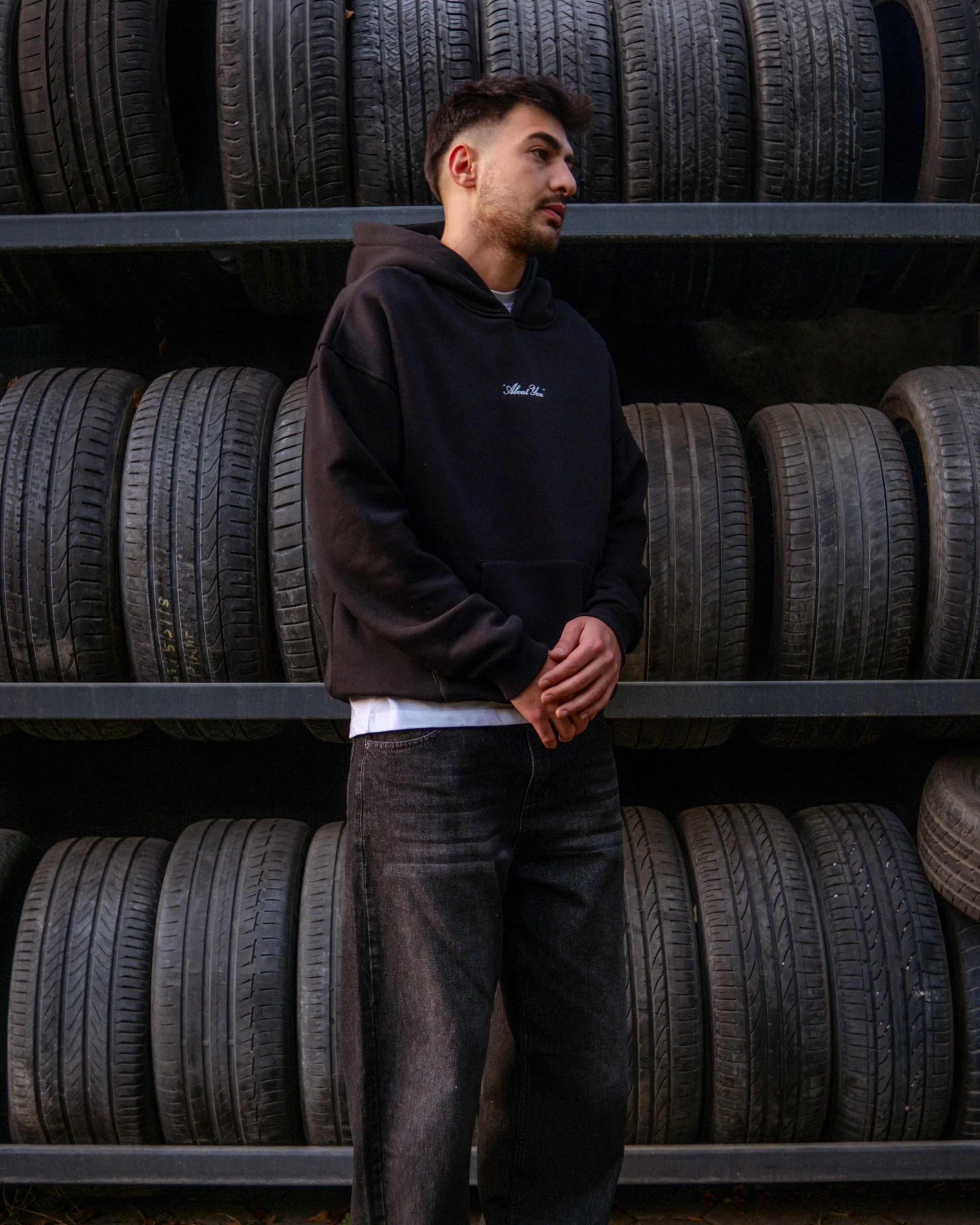 About You Printed Oversize Hoodie Siyah