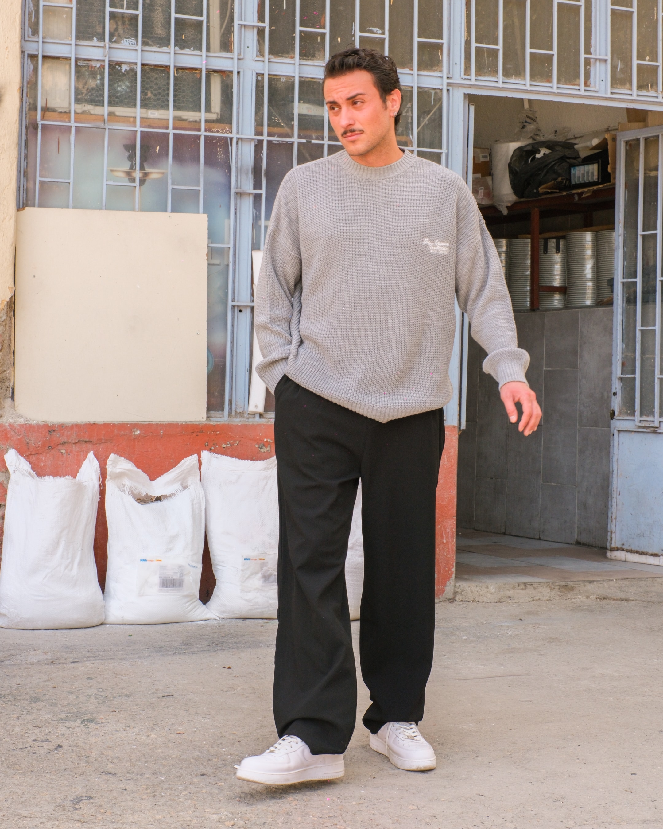 Siyah Basic Baggy Kumaş Pantolon