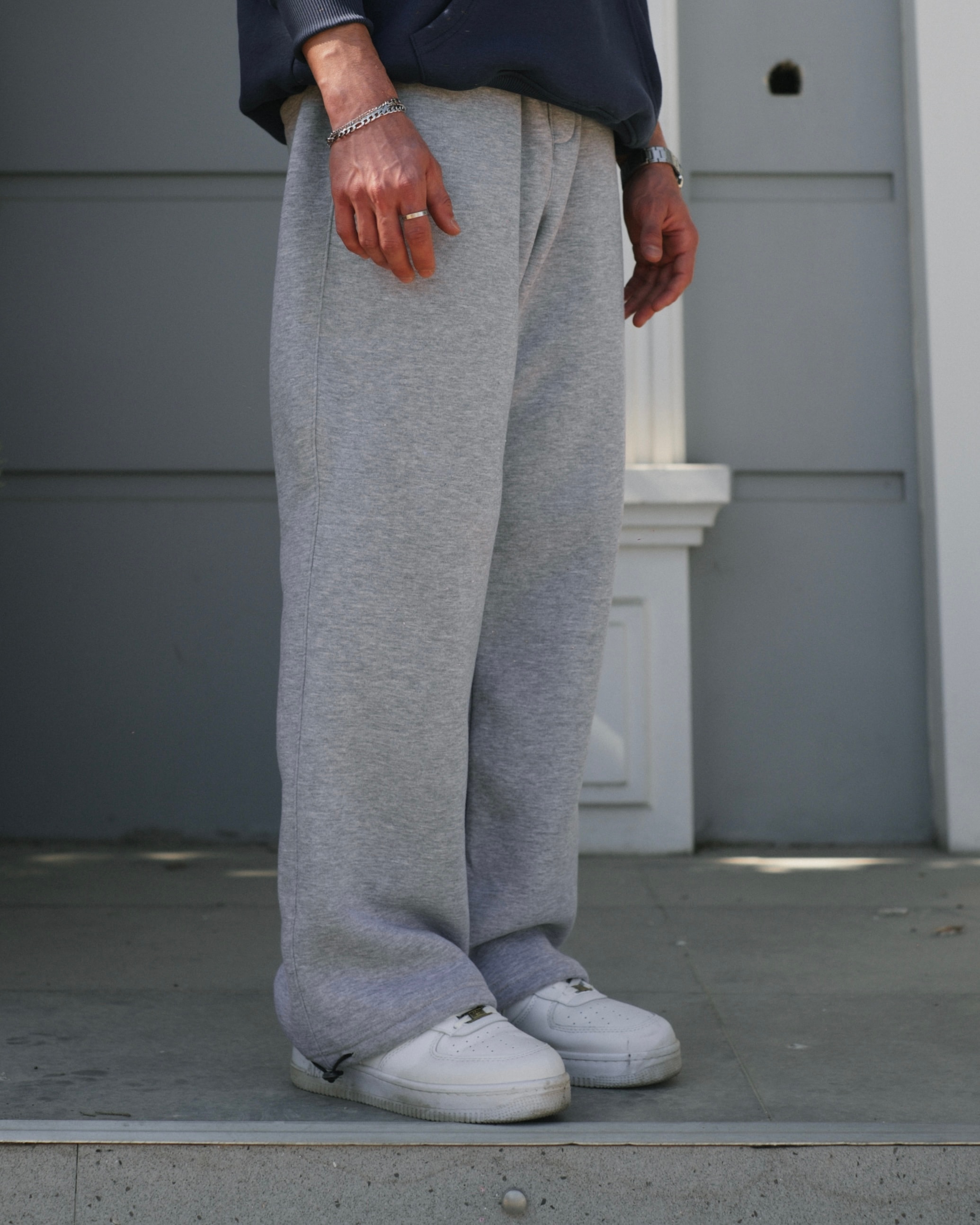 Basic Grey Baggy Sweatpants - Kışlık