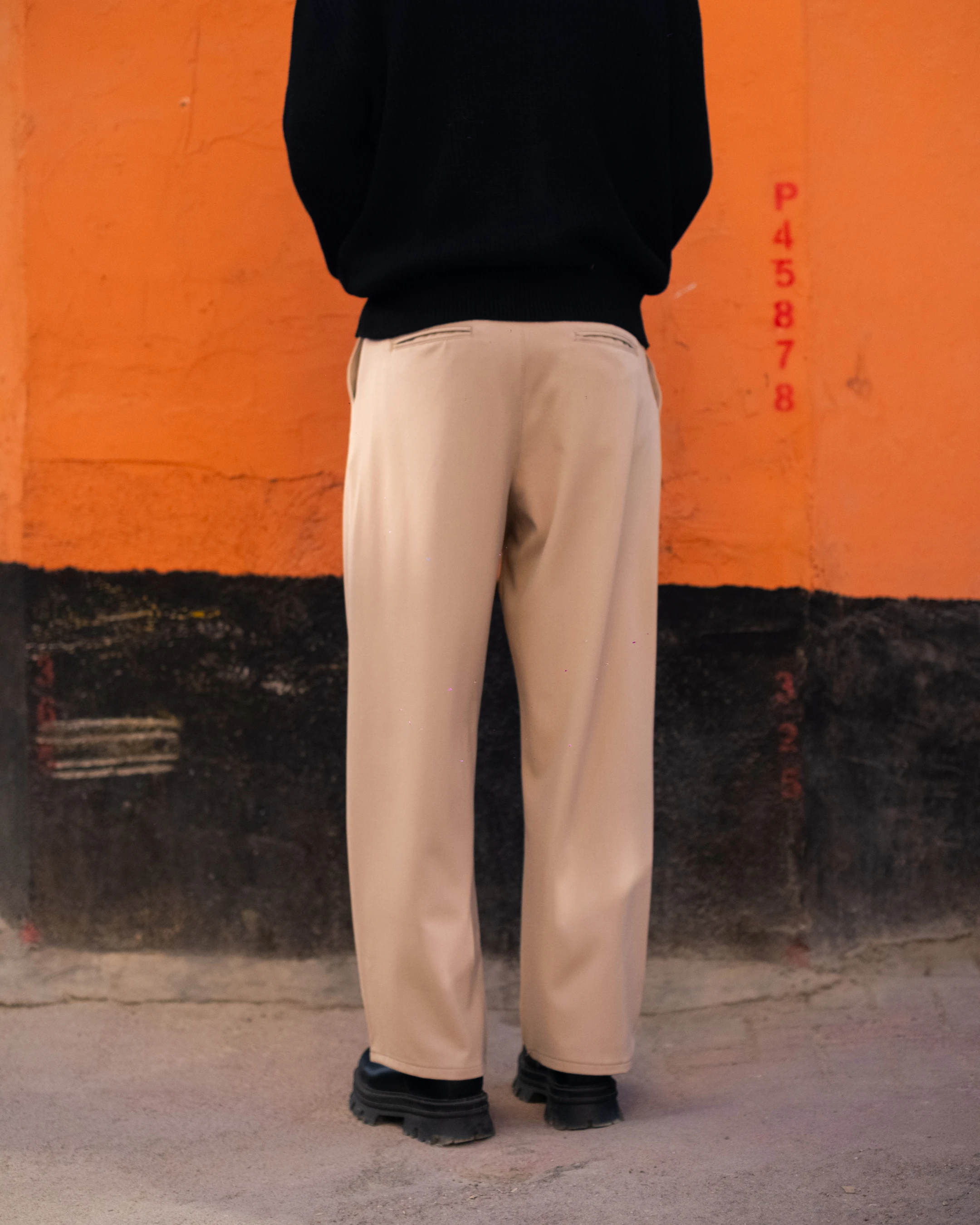 Bej Baggy Kumaş Pantolon Kışlık