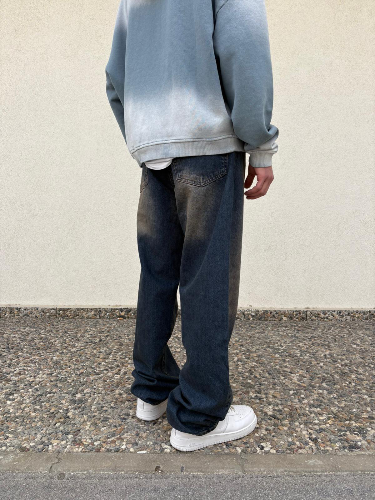 Brown Wash Effect Baggy Jeans