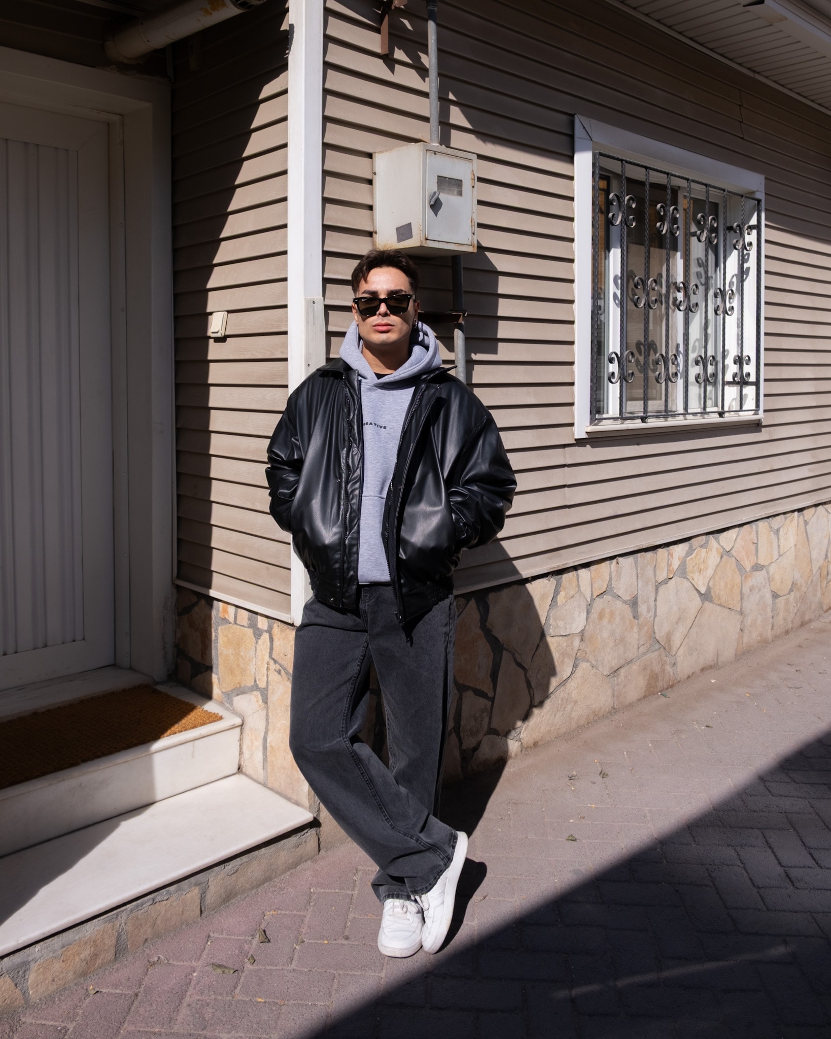 Oversize Bomber Deri Ceket