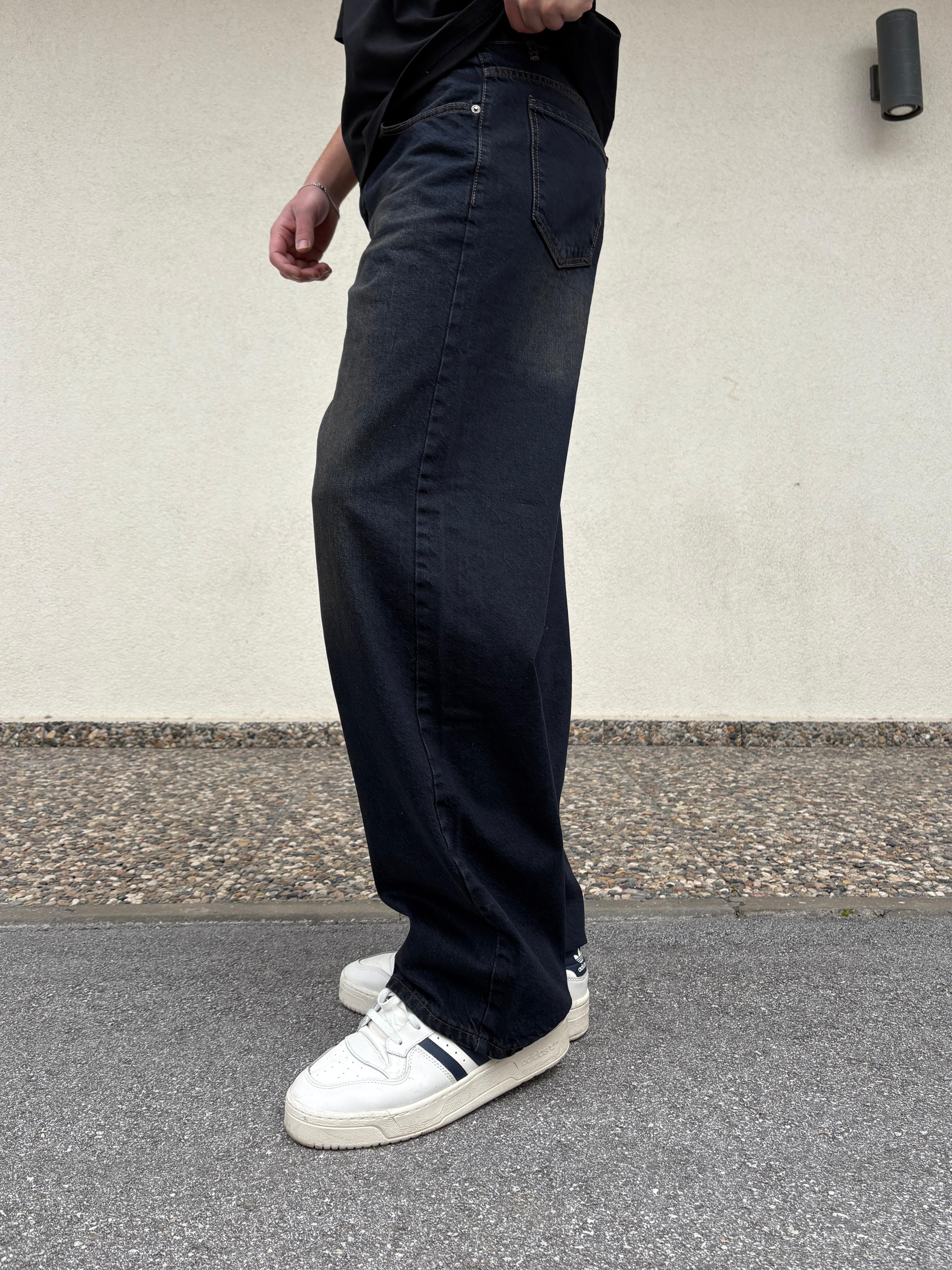 Dark Brown Wash Effect Baggy Jeans