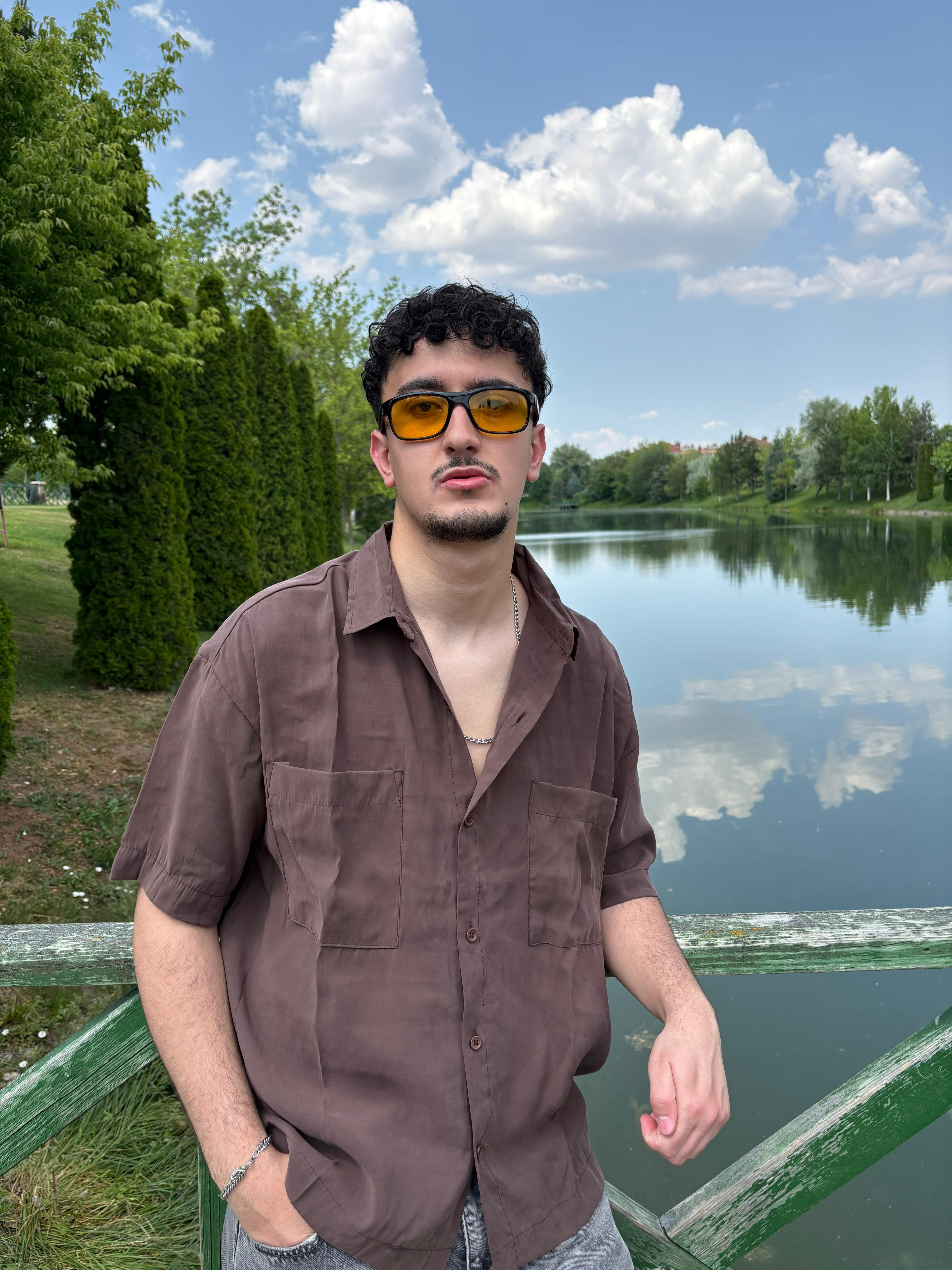 Premium Oversize Fit Modal Kumaş Gömlek - Kahve