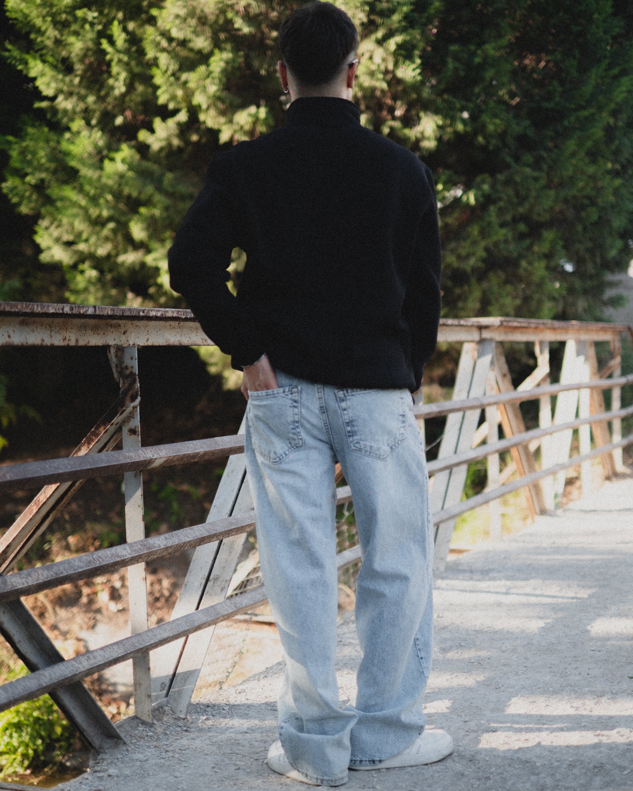Half Zip Oversize Sweatshirt- Siyah