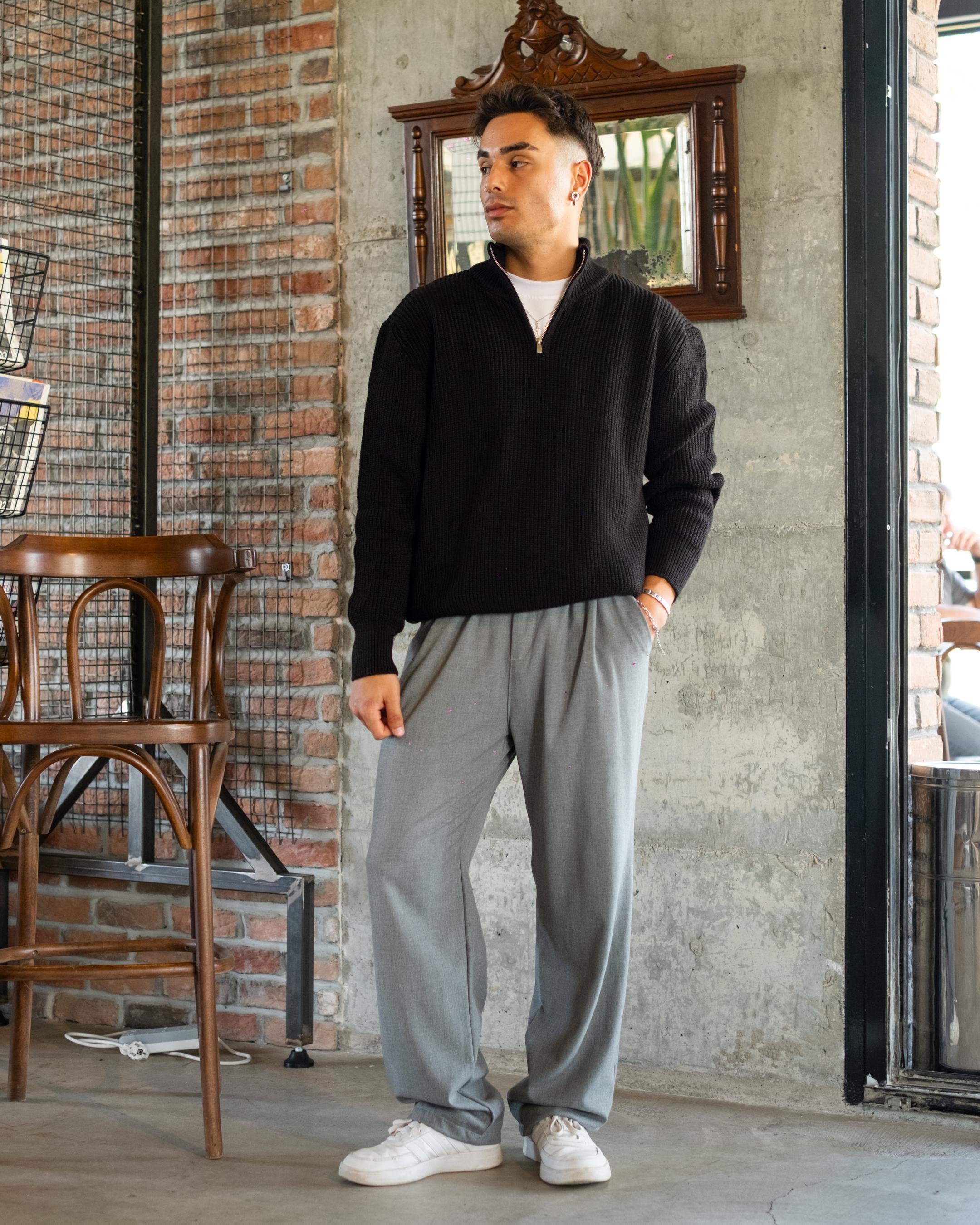 Gri Basic Baggy Kumaş Pantolon