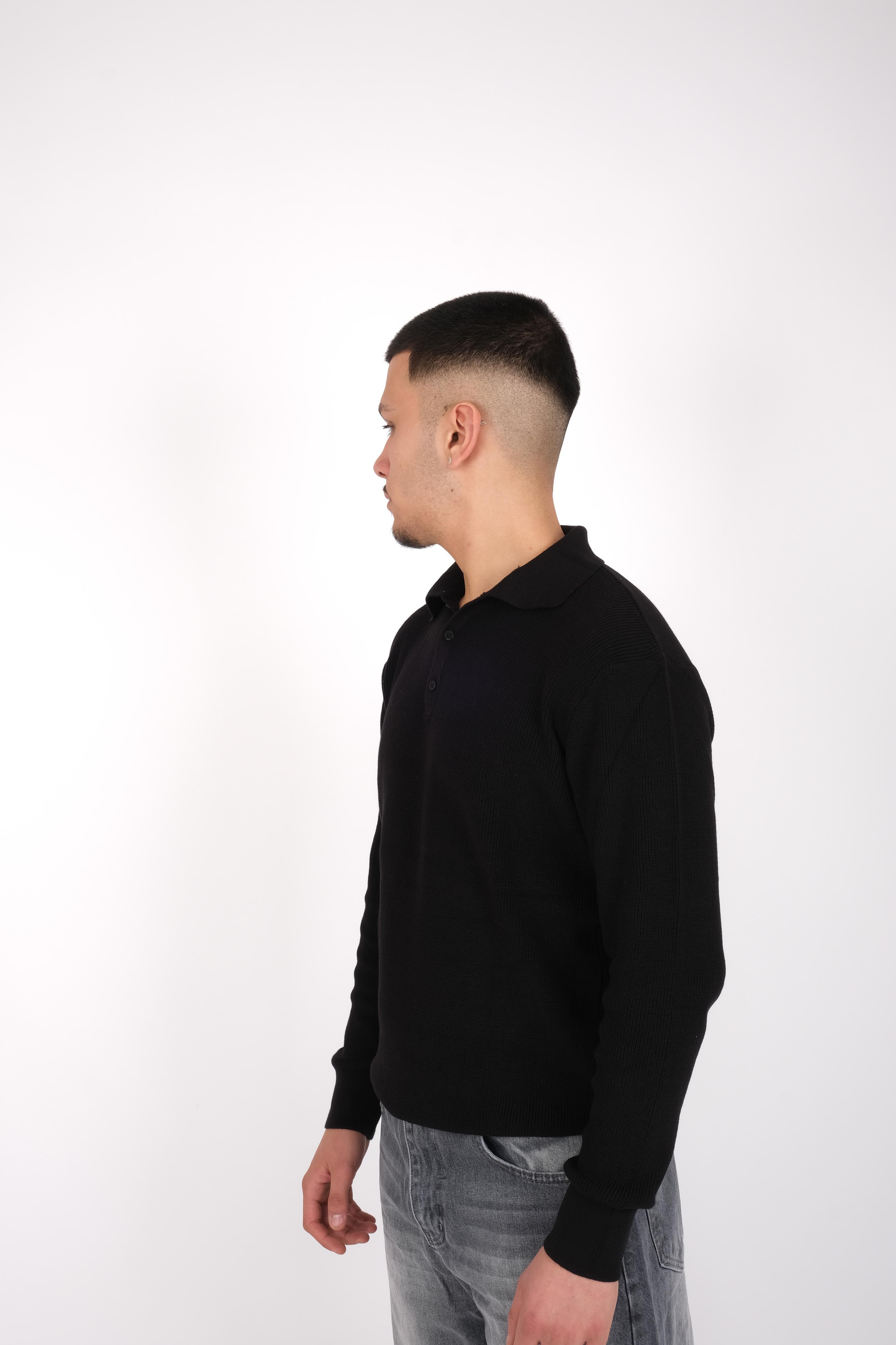 Basic Siyah Polo Yaka Triko