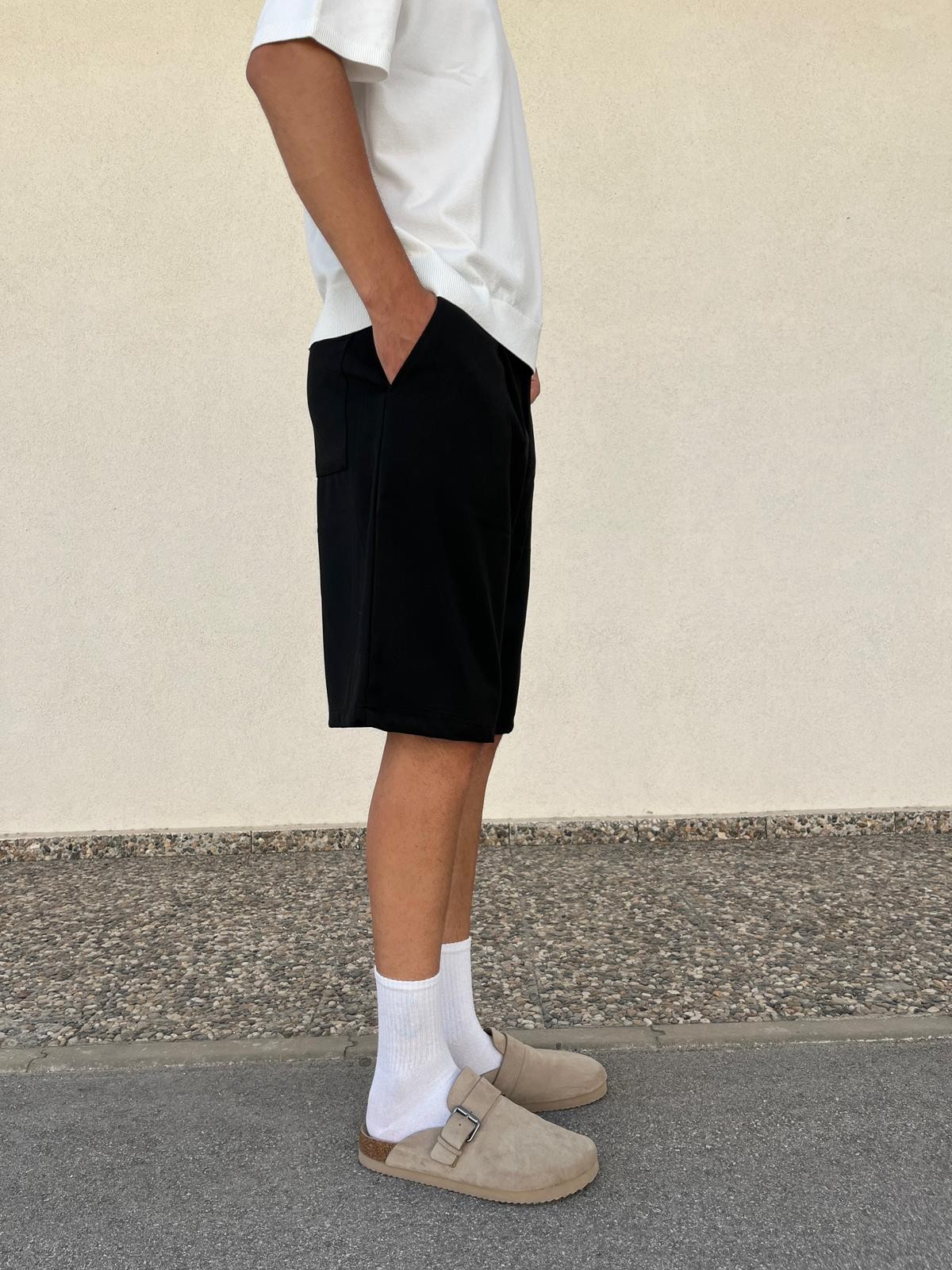 Siyah Unisex Baggy Kumaş Şort