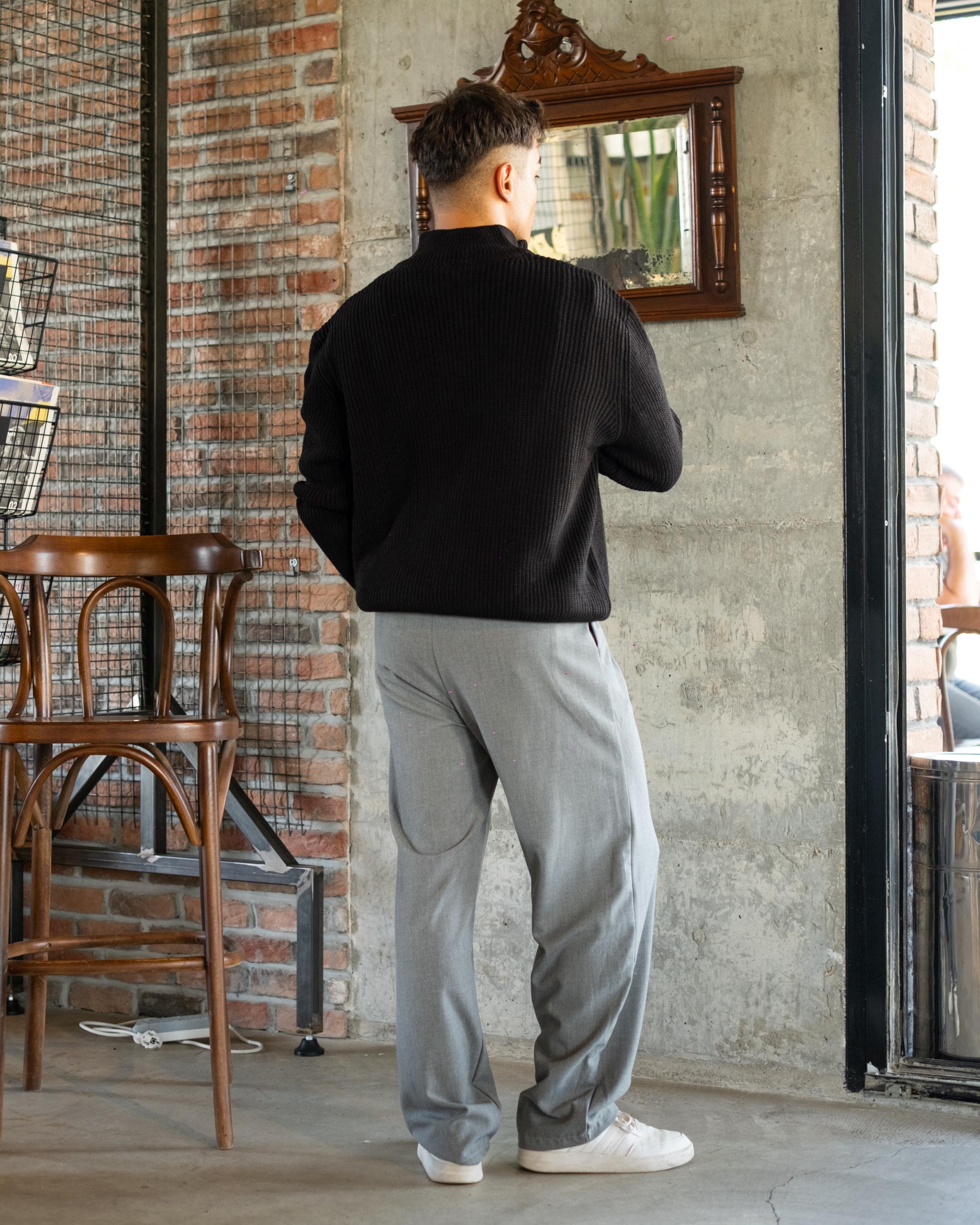 Gri Basic Baggy Kumaş Pantolon
