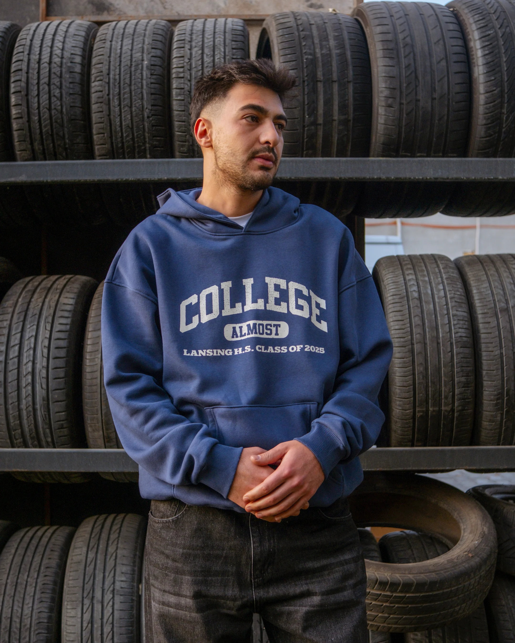 College Printed Oversize Hoodie 