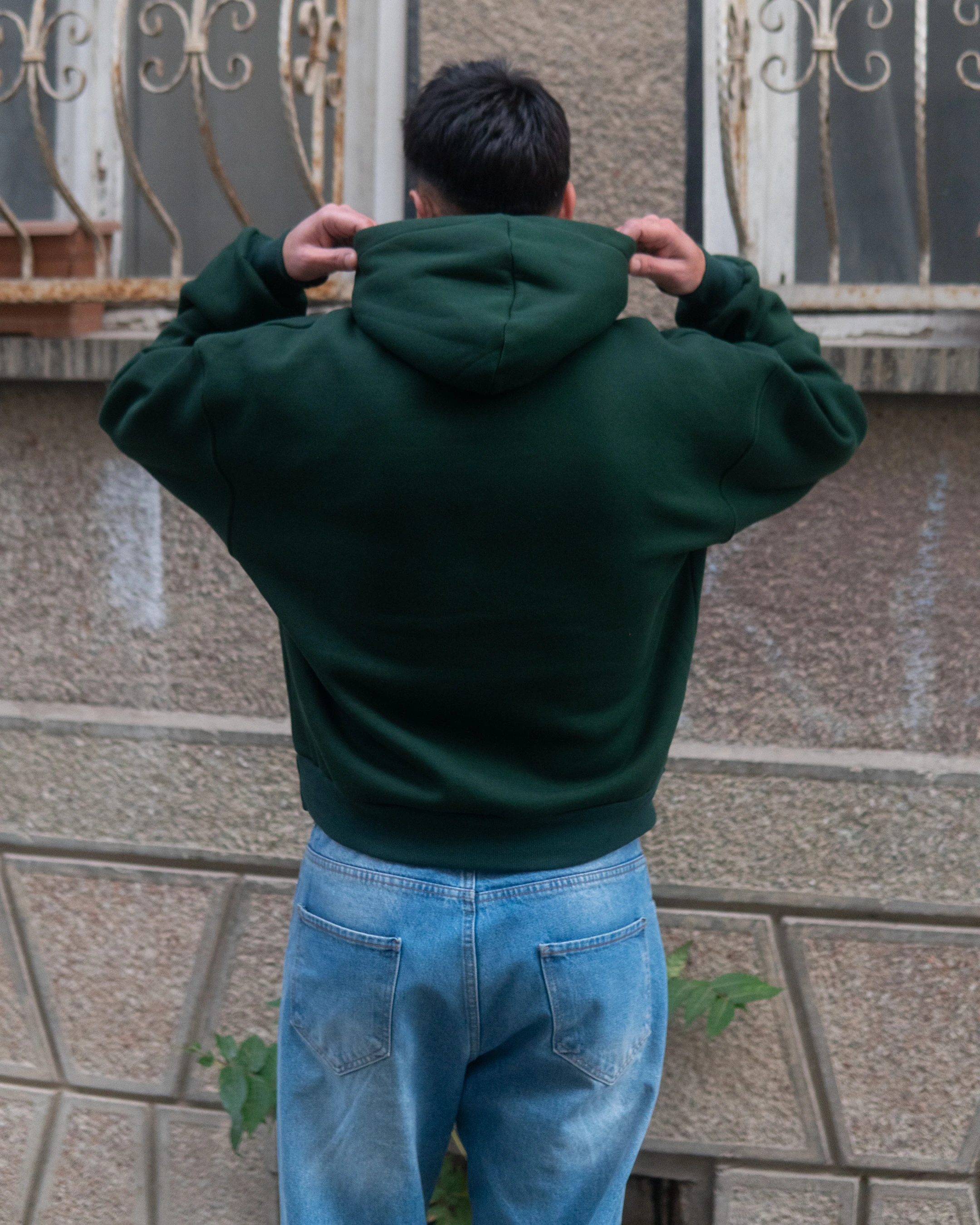 Basic Oversize Hoodie Koyu Yeşil