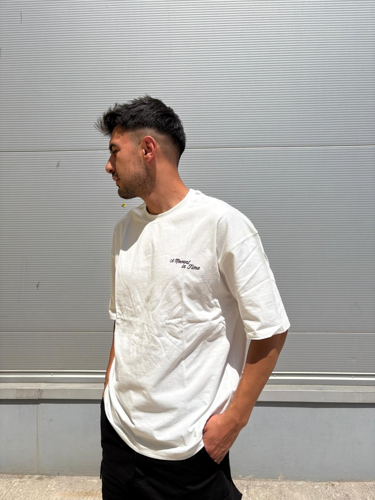 Printed Oversize Unisex T-Shirt - Beyaz