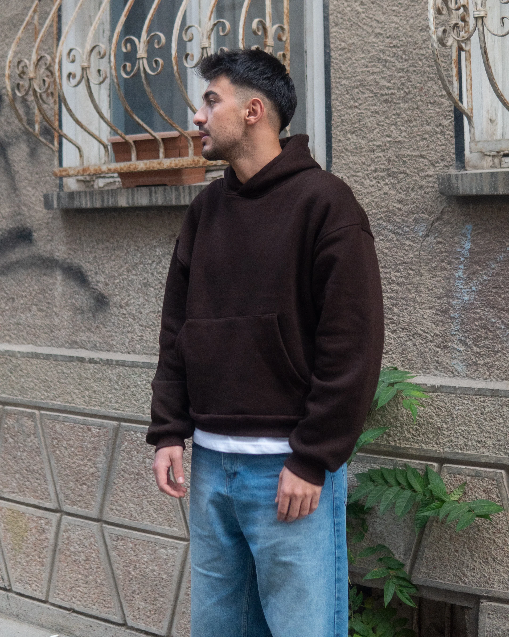 Kahve Basic Oversize Hoodie