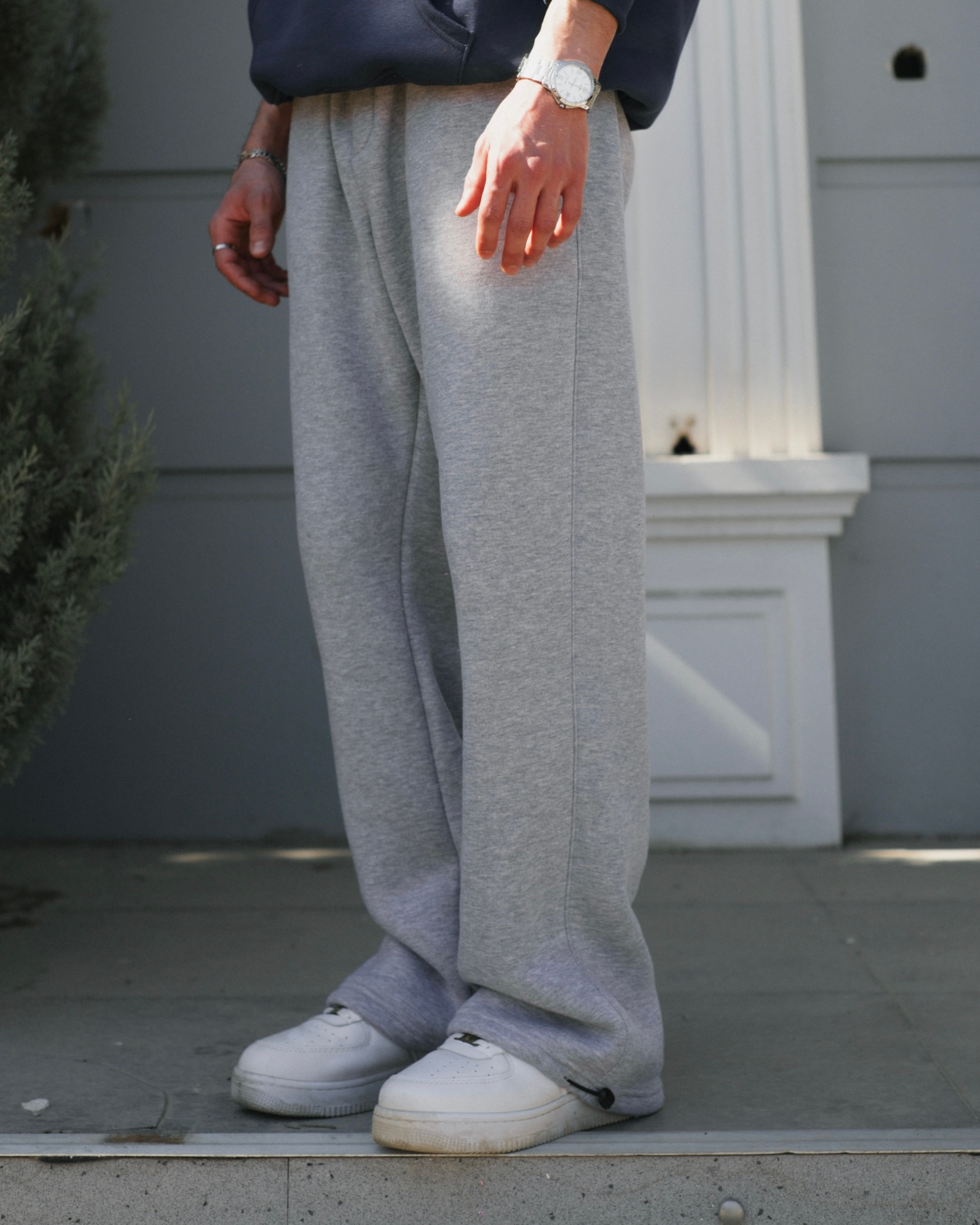 Basic Grey Baggy Sweatpants - Kışlık