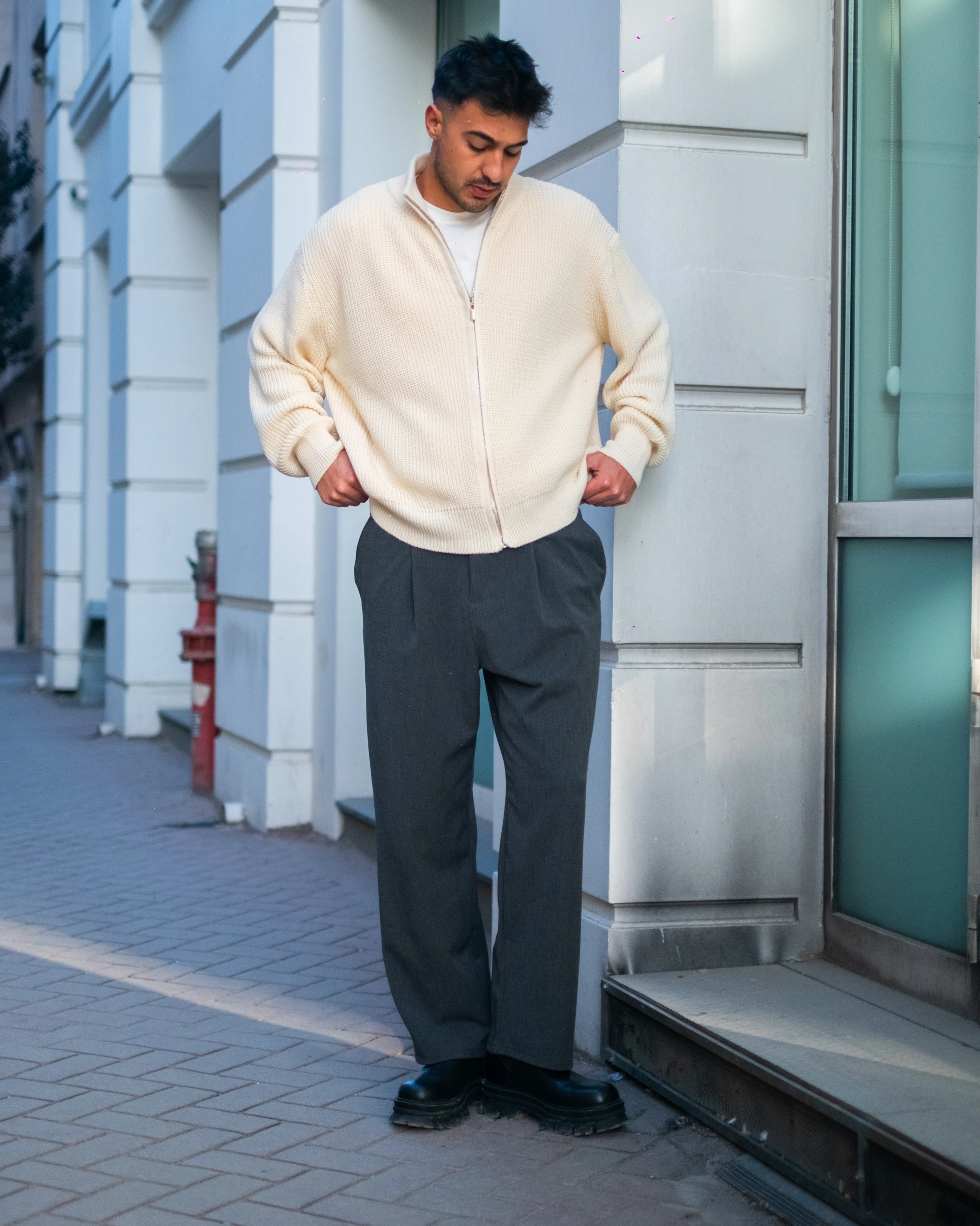 Koyu Gri Baggy Kumaş Pantolon Kışlık