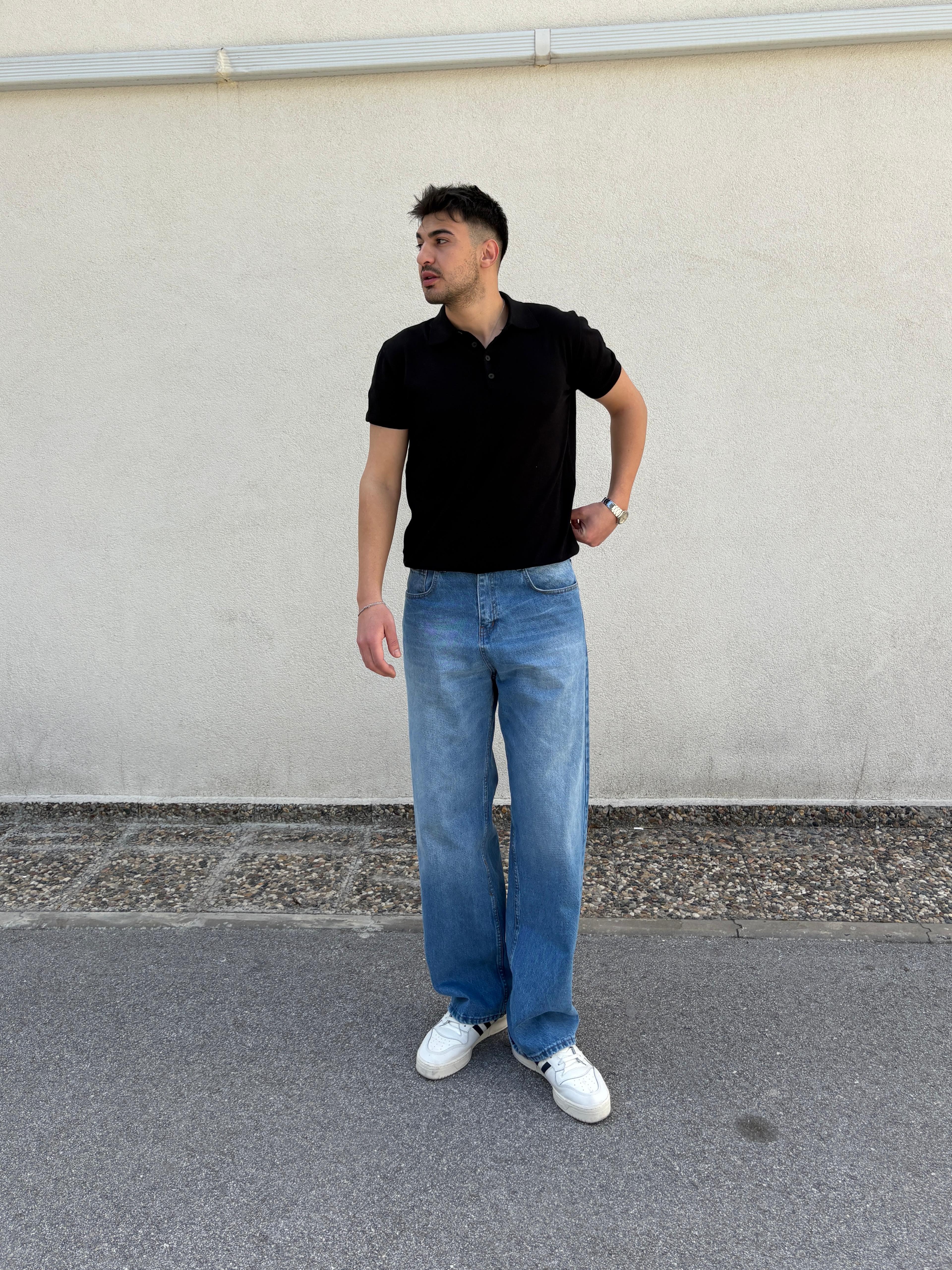 T.D Slim Fit Basic Polo Yaka T-Shirt- Siyah