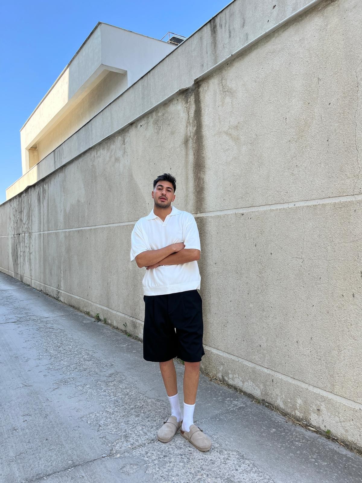 Siyah Unisex Baggy Kumaş Şort