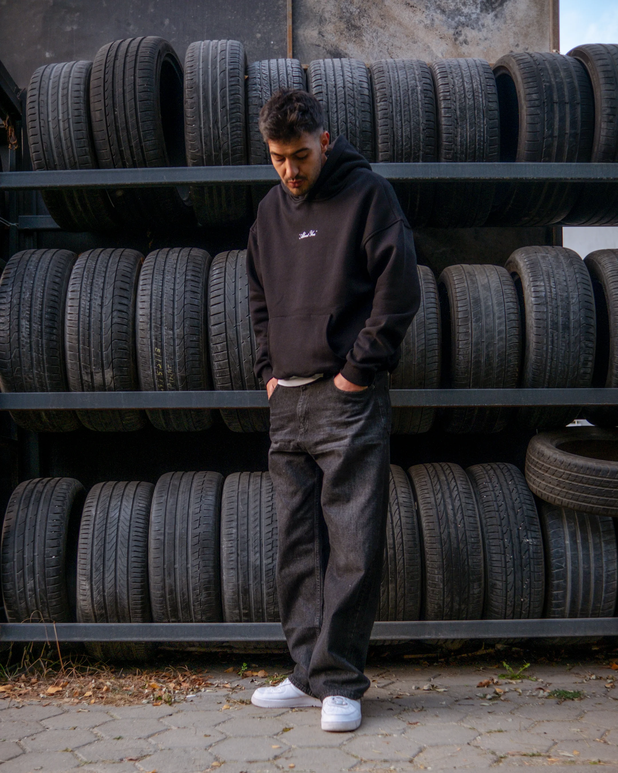 About You Printed Oversize Hoodie Siyah