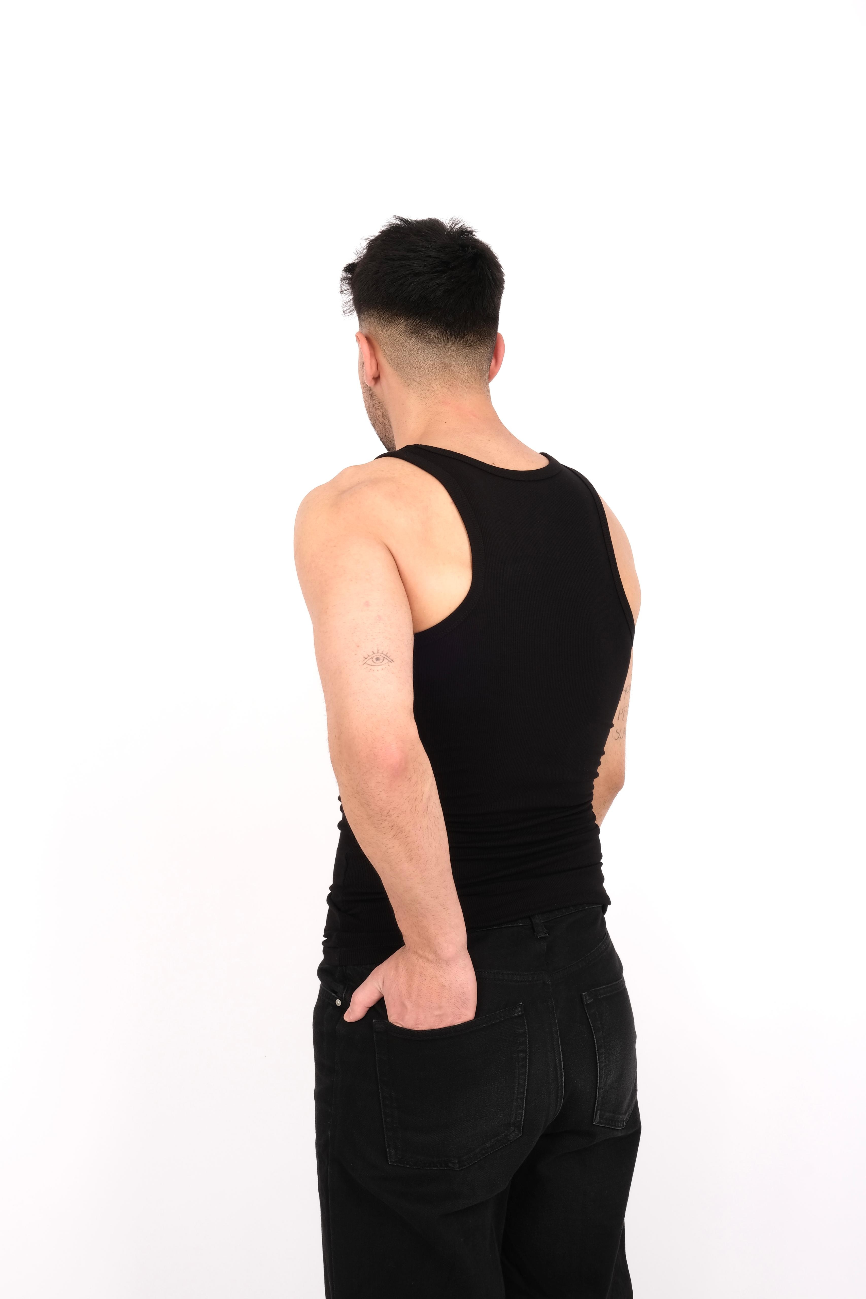 Ribbed Straight Tank -Black