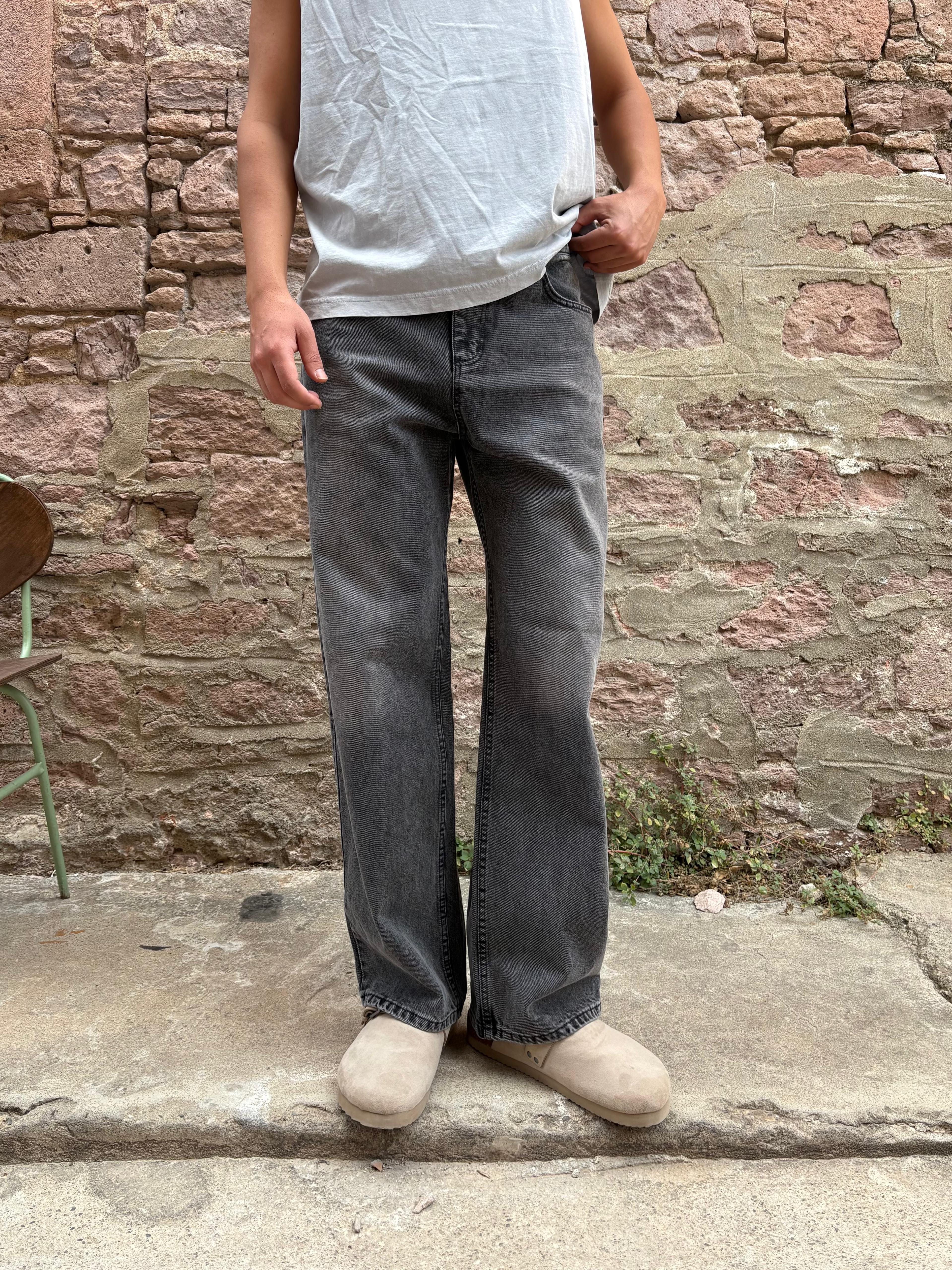 Dark Grey Washed Baggy Jeans