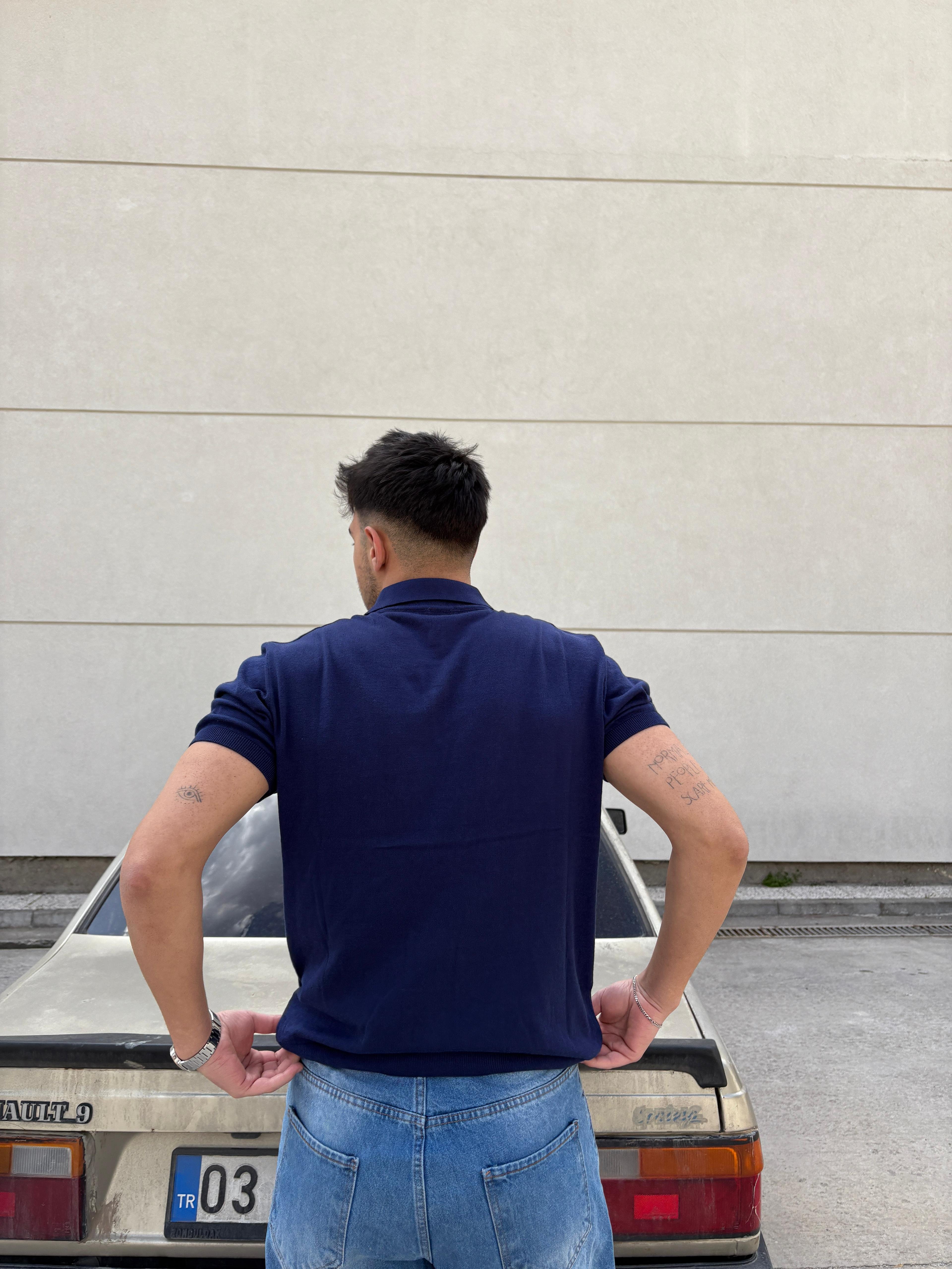 T.D. Slim Fit Basic Polo Yaka T-Shirt - lacivert