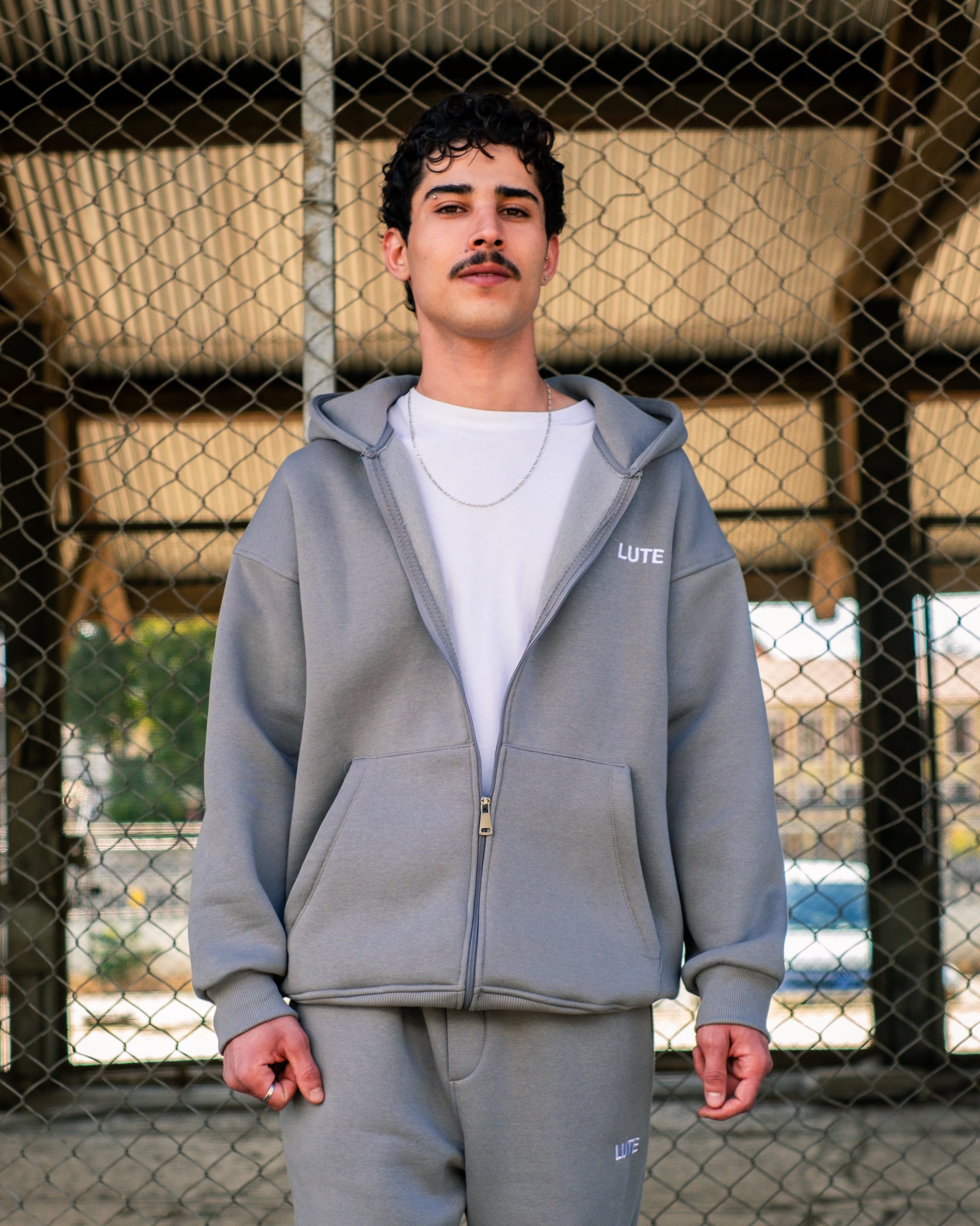 LUTE Premium Oversize Zip Hoodie-Duman Gri