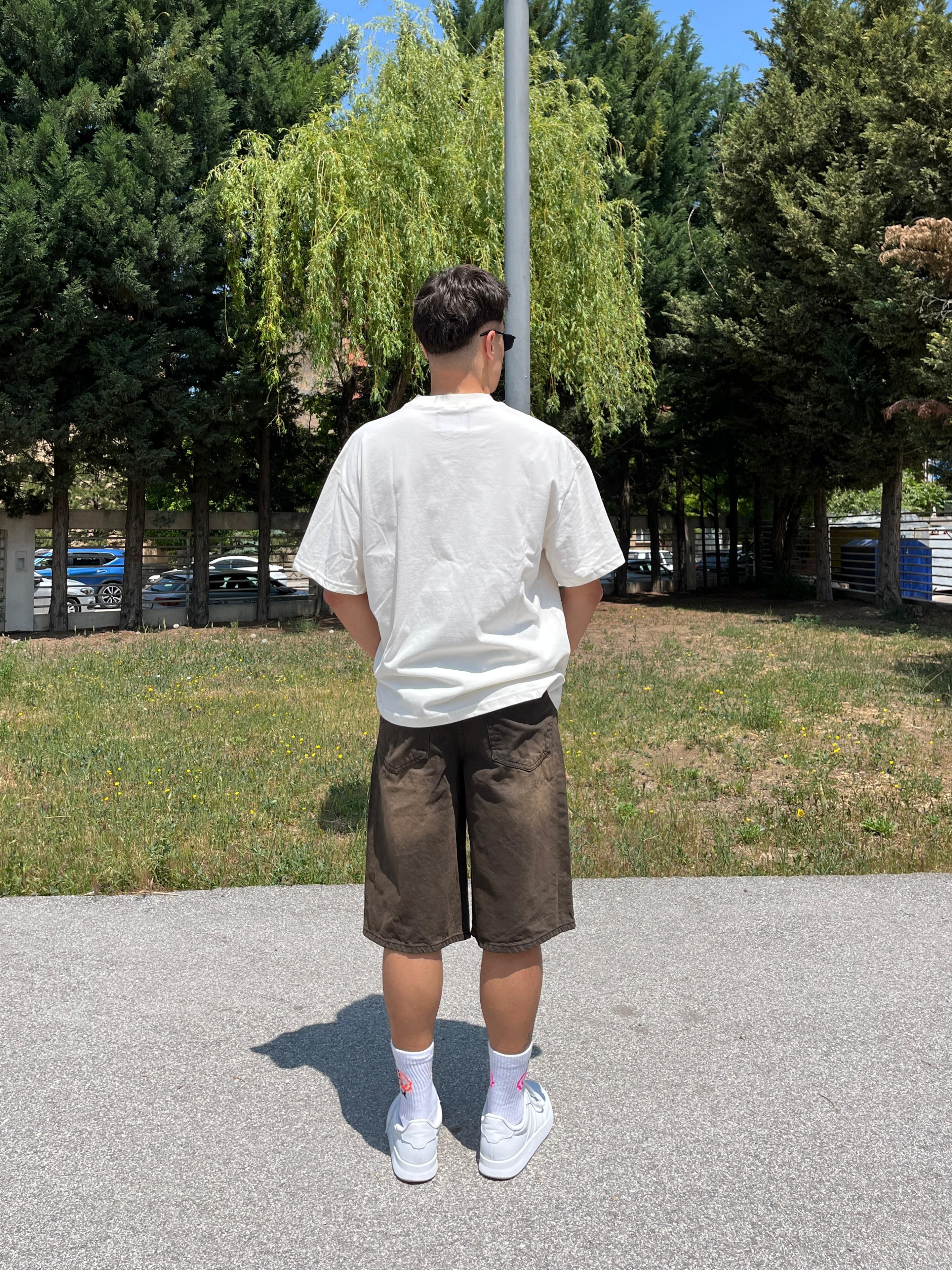 Brown Washed Baggy Short