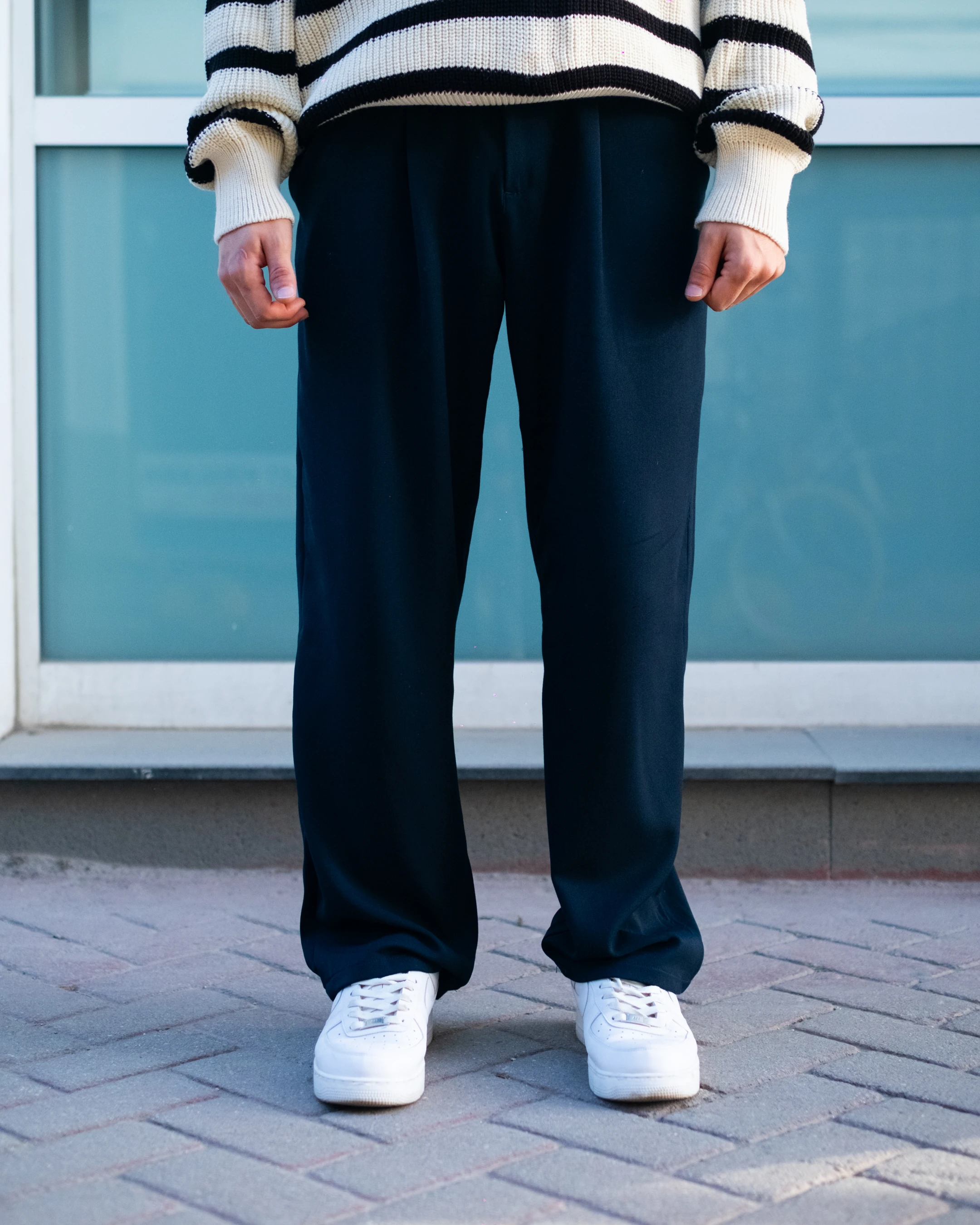 Lacivert Baggy Kumaş Pantolon Kışlık