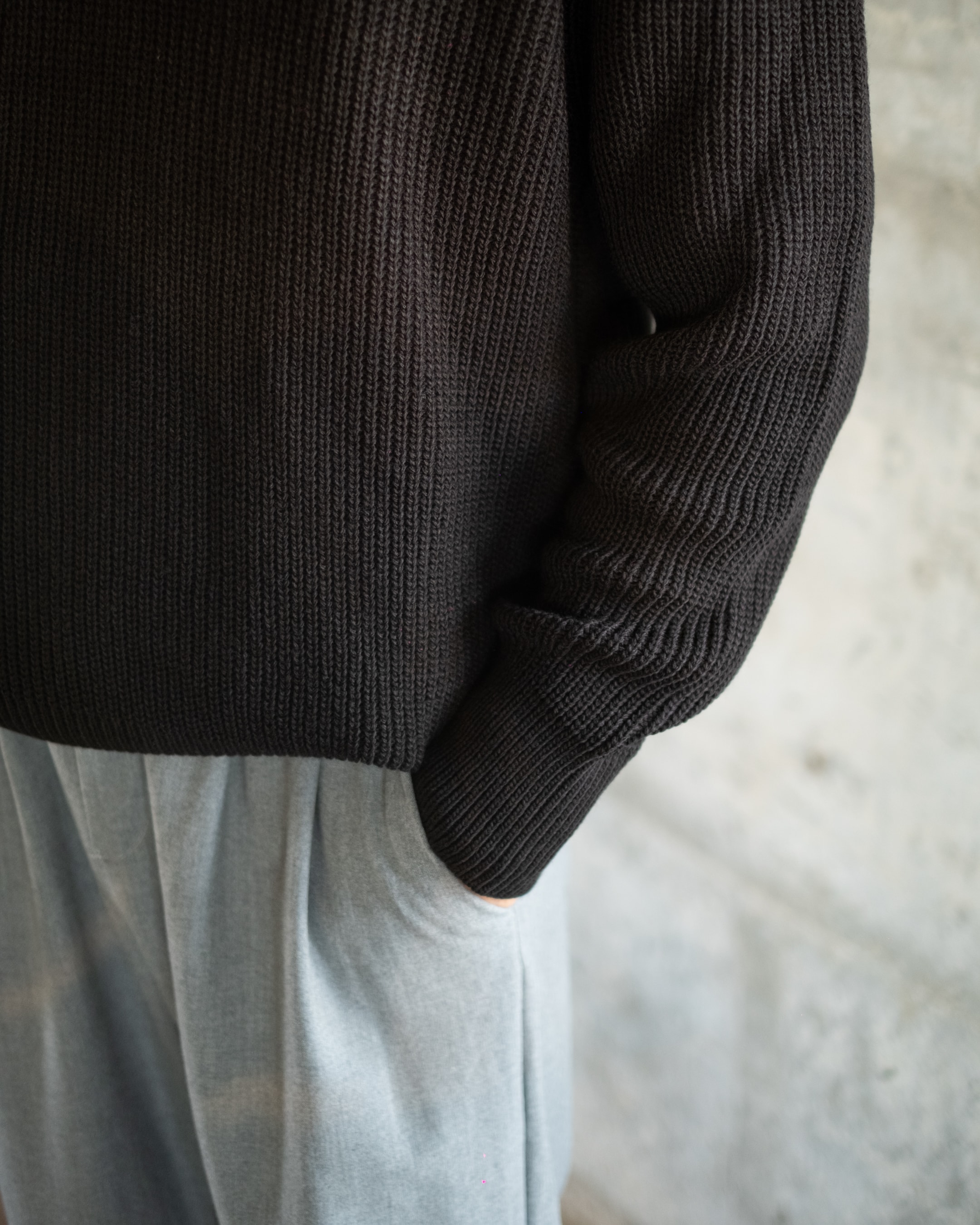Siyah Half Zip Oversize Triko