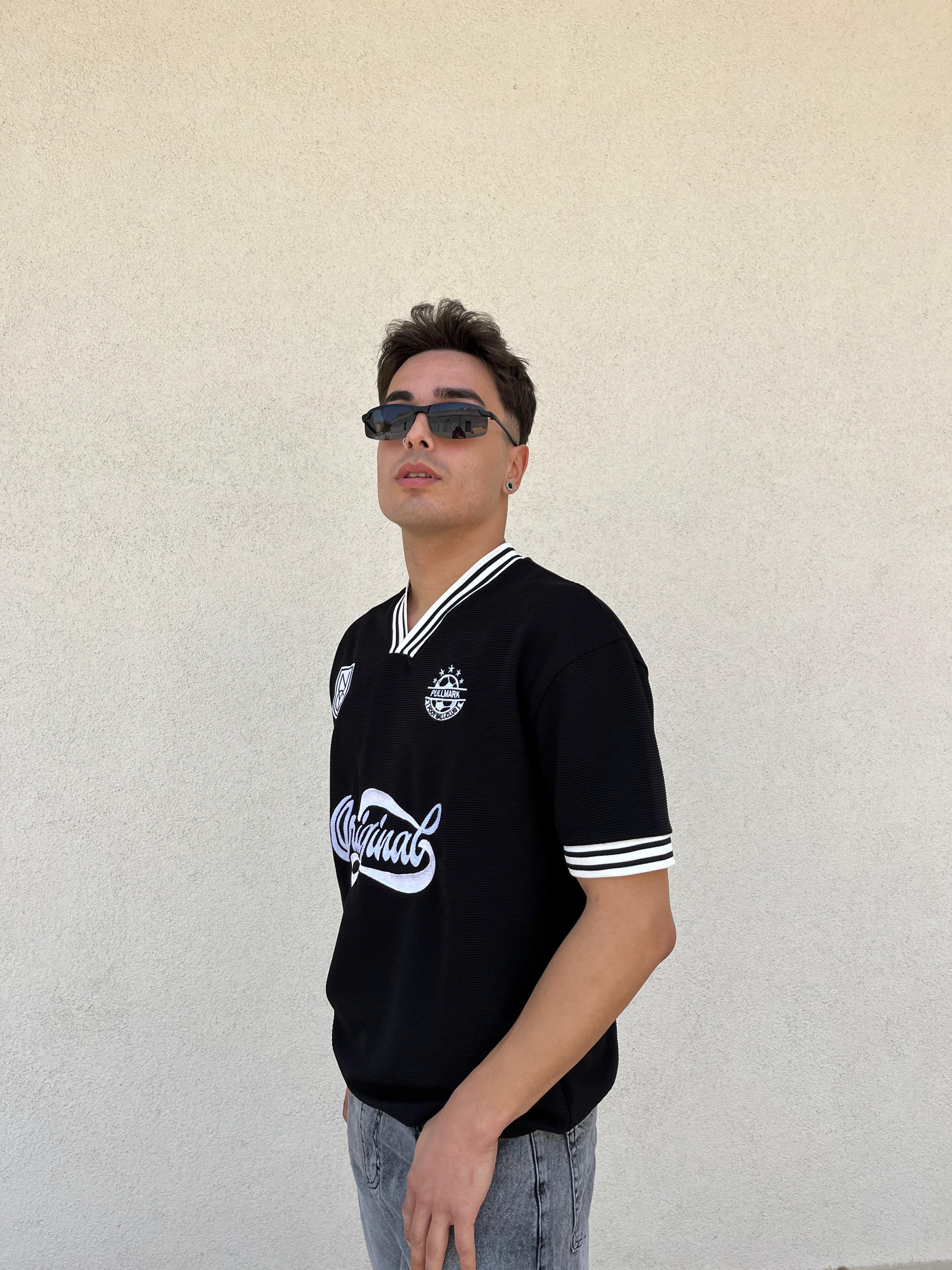 Printed Premium Oversize Jersey - Siyah
