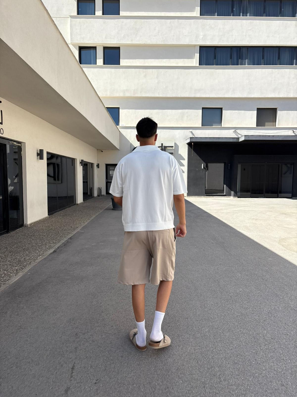 Bej Unisex Baggy Kumaş Şort