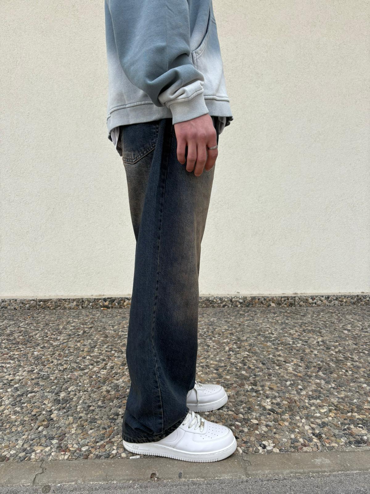Brown Wash Effect Baggy Jeans