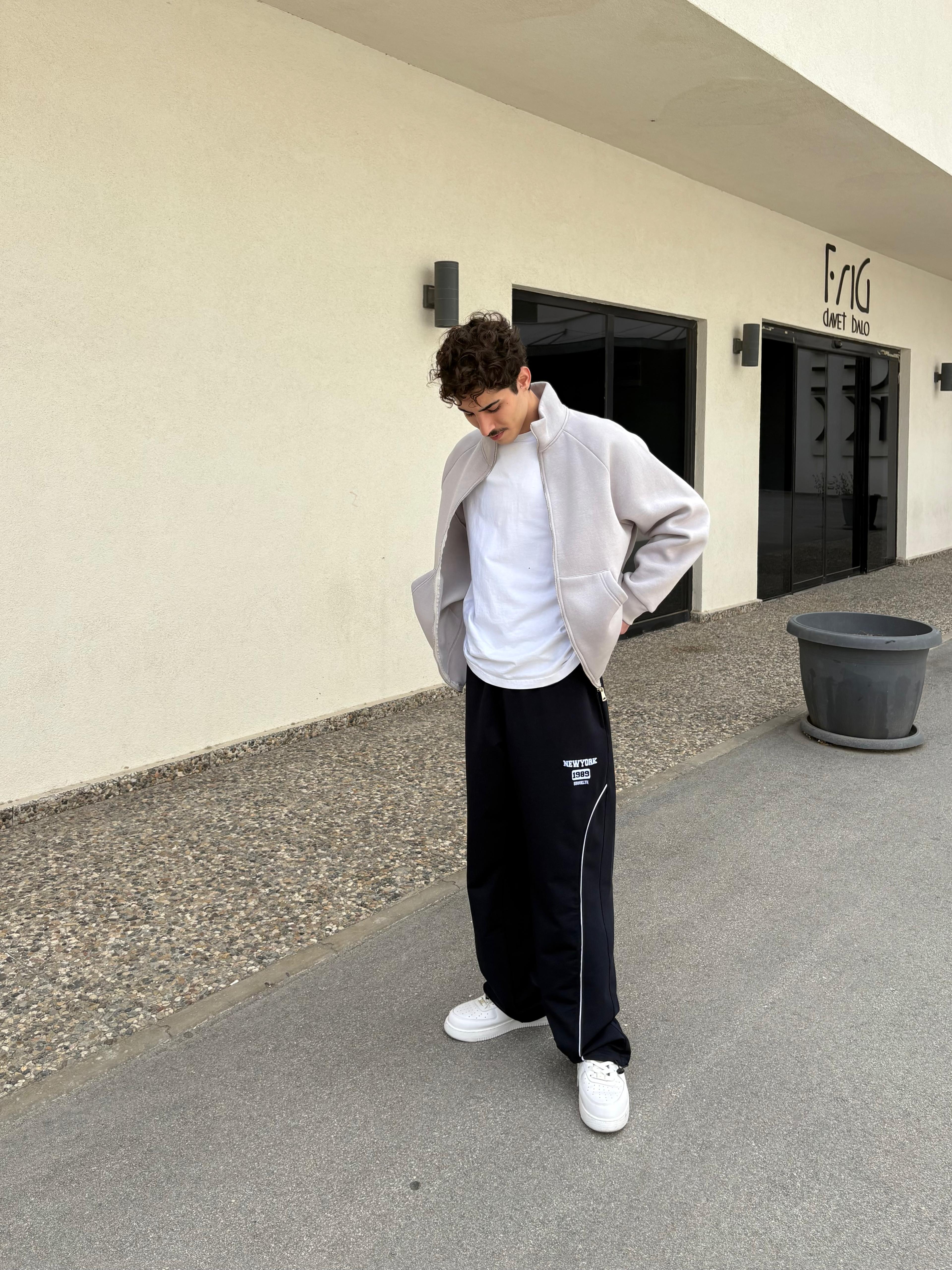 N.Y Print Baggy Sweatpants - Koyu Lacivert -Mevsimlik