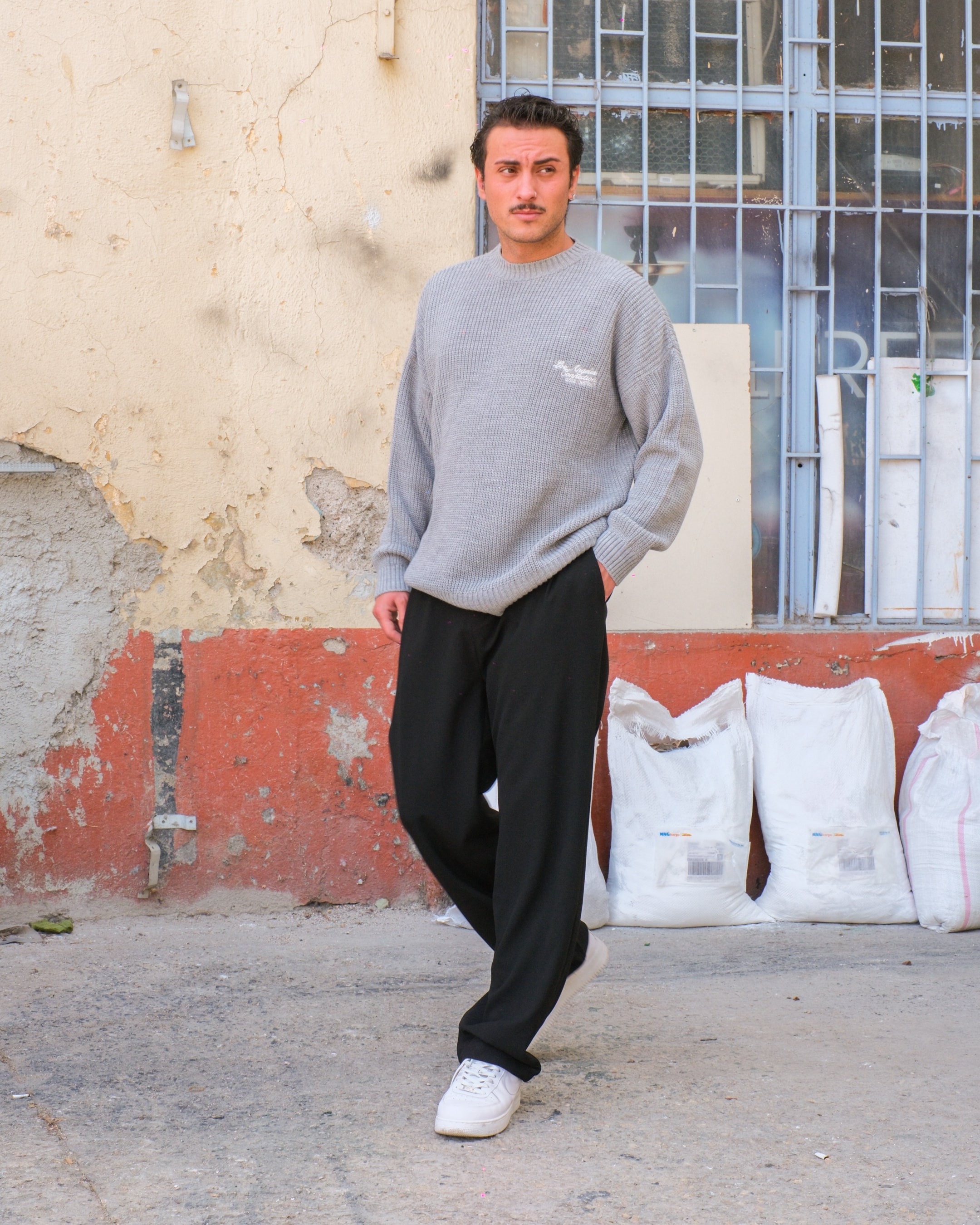 Siyah Basic Baggy Kumaş Pantolon