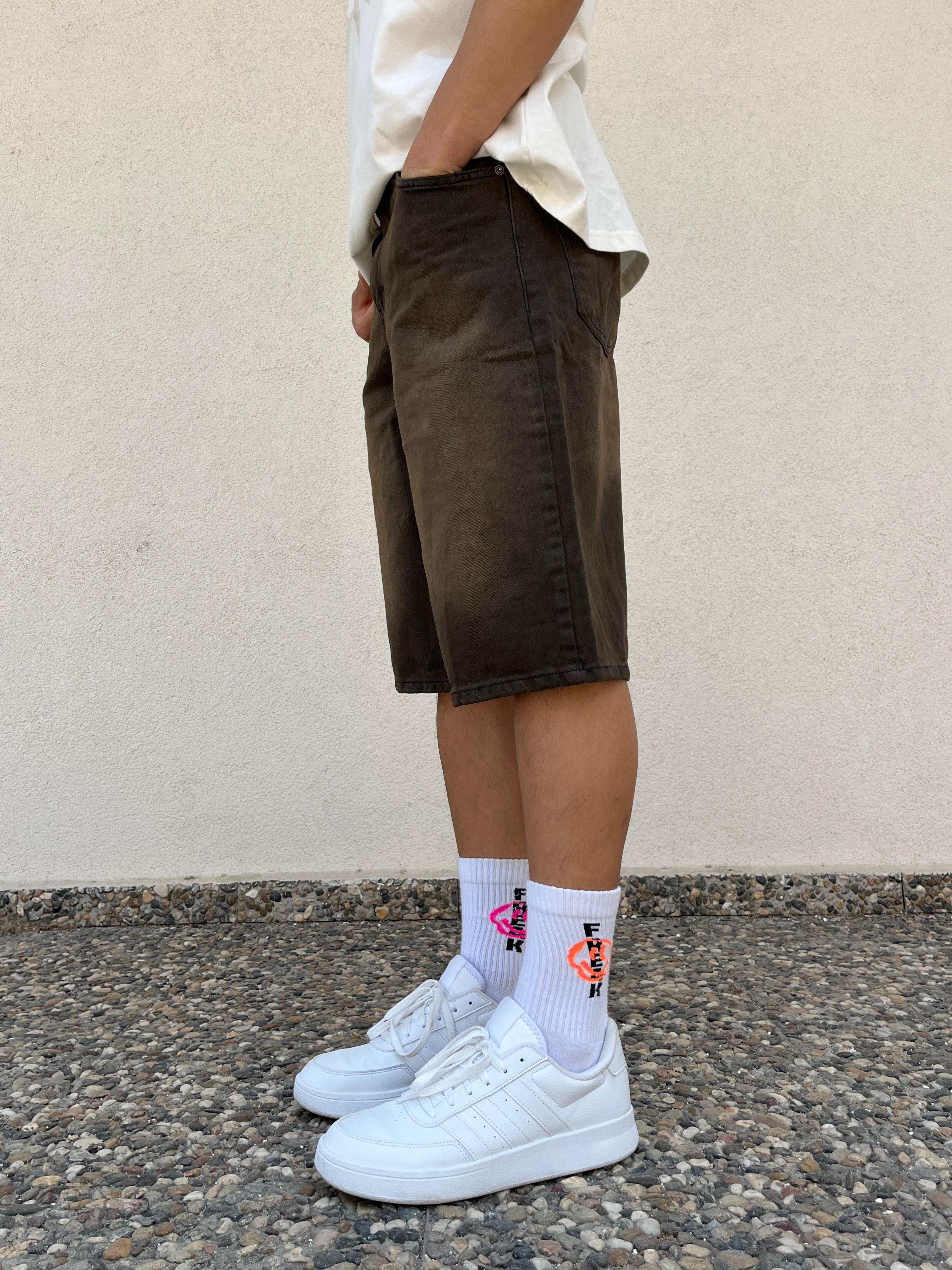 Brown Washed Baggy Short
