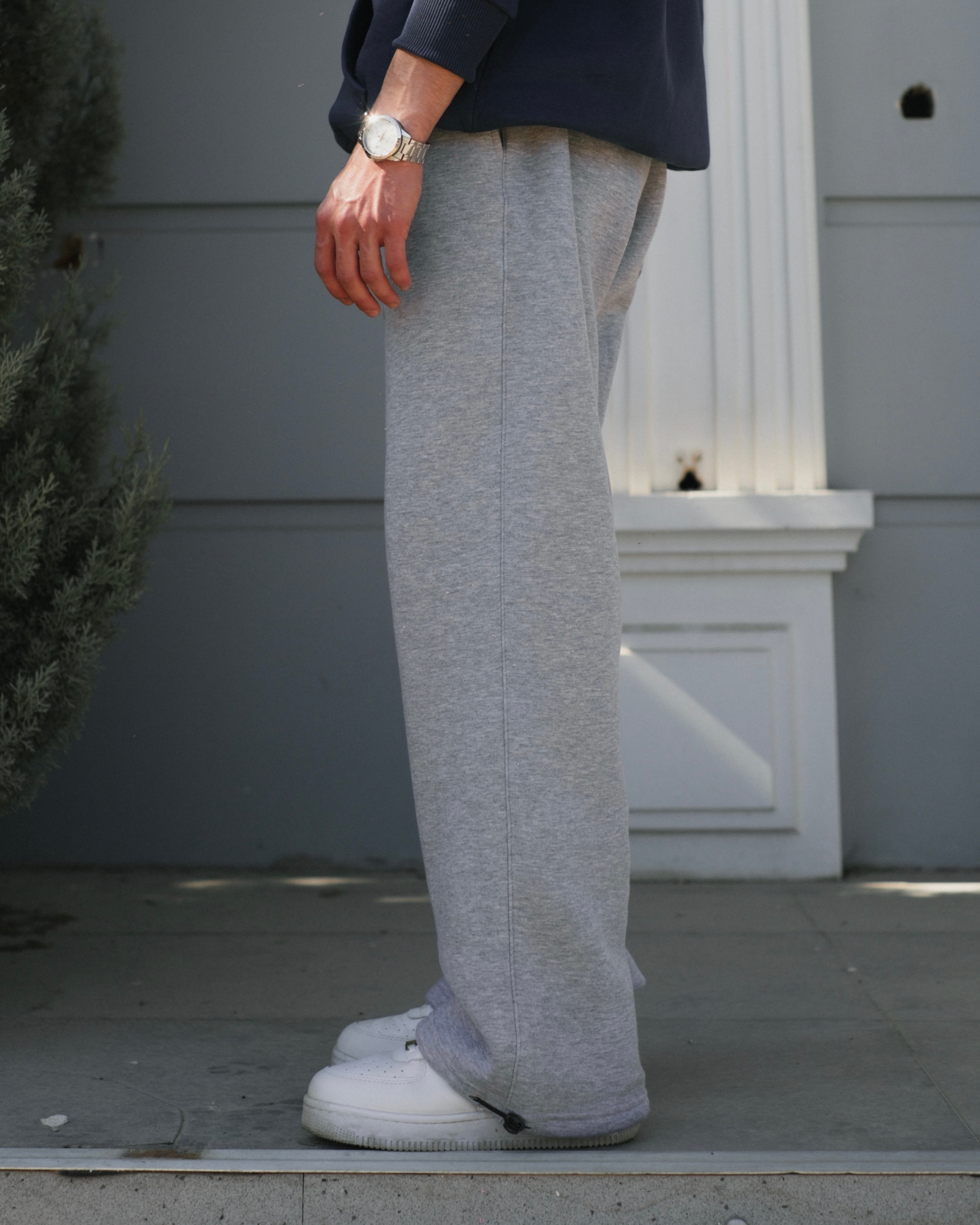 Basic Grey Baggy Sweatpants - Kışlık