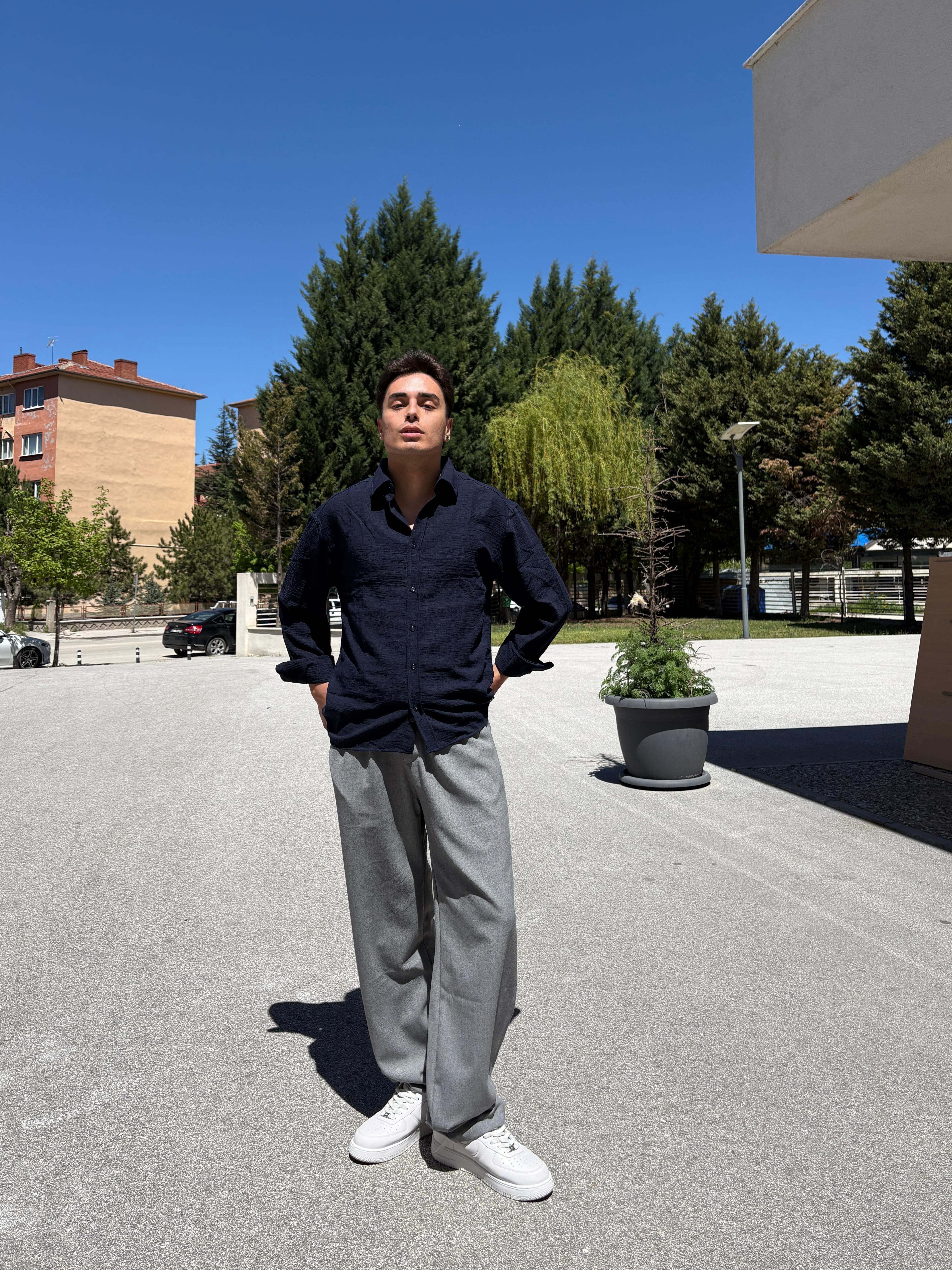 Basic Relaxed Fit Gömlek- Koyu Lacivert