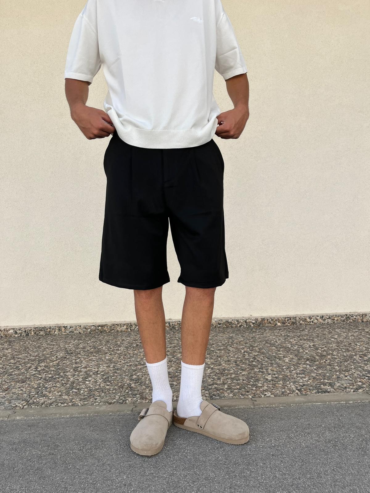 Siyah Unisex Baggy Kumaş Şort