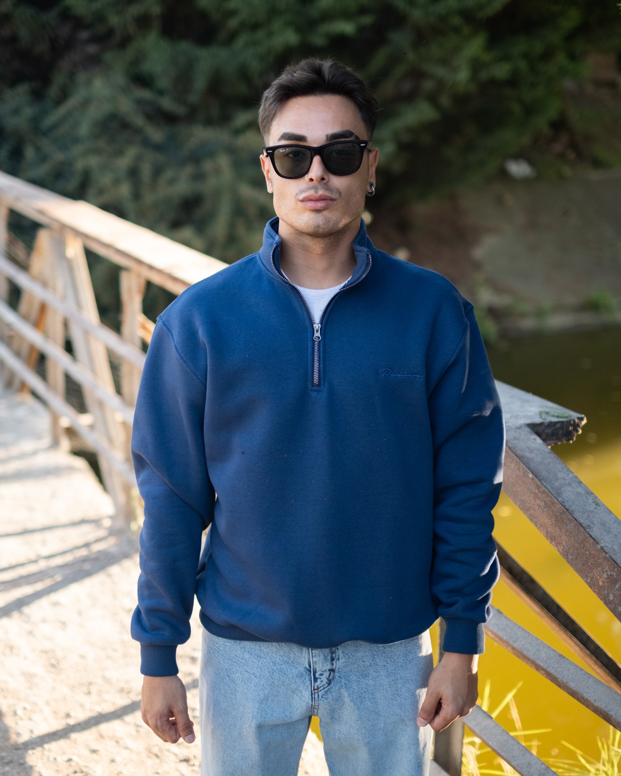 Half Zip Oversize Sweatshirt - Lacivert