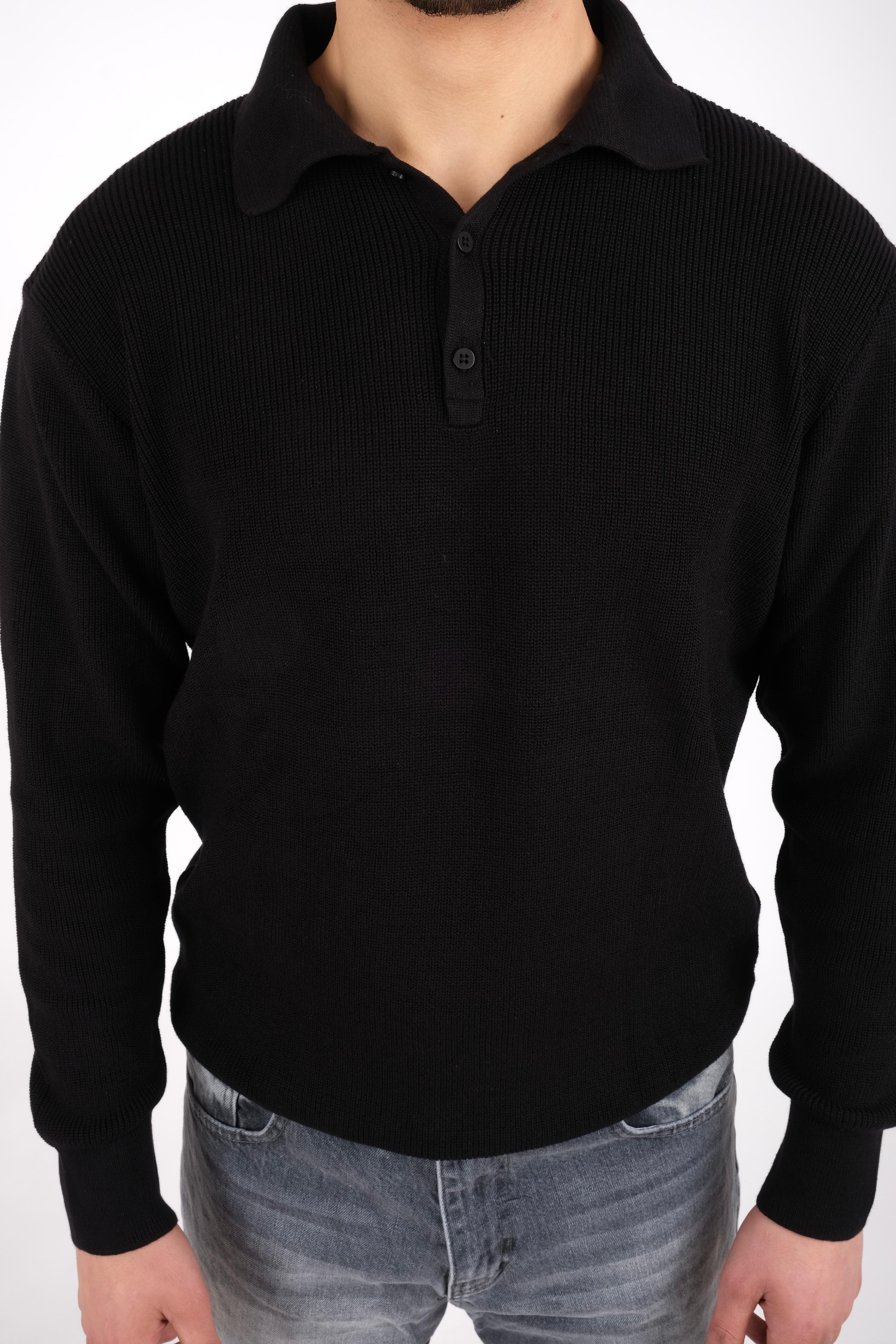 Basic Siyah Polo Yaka Triko