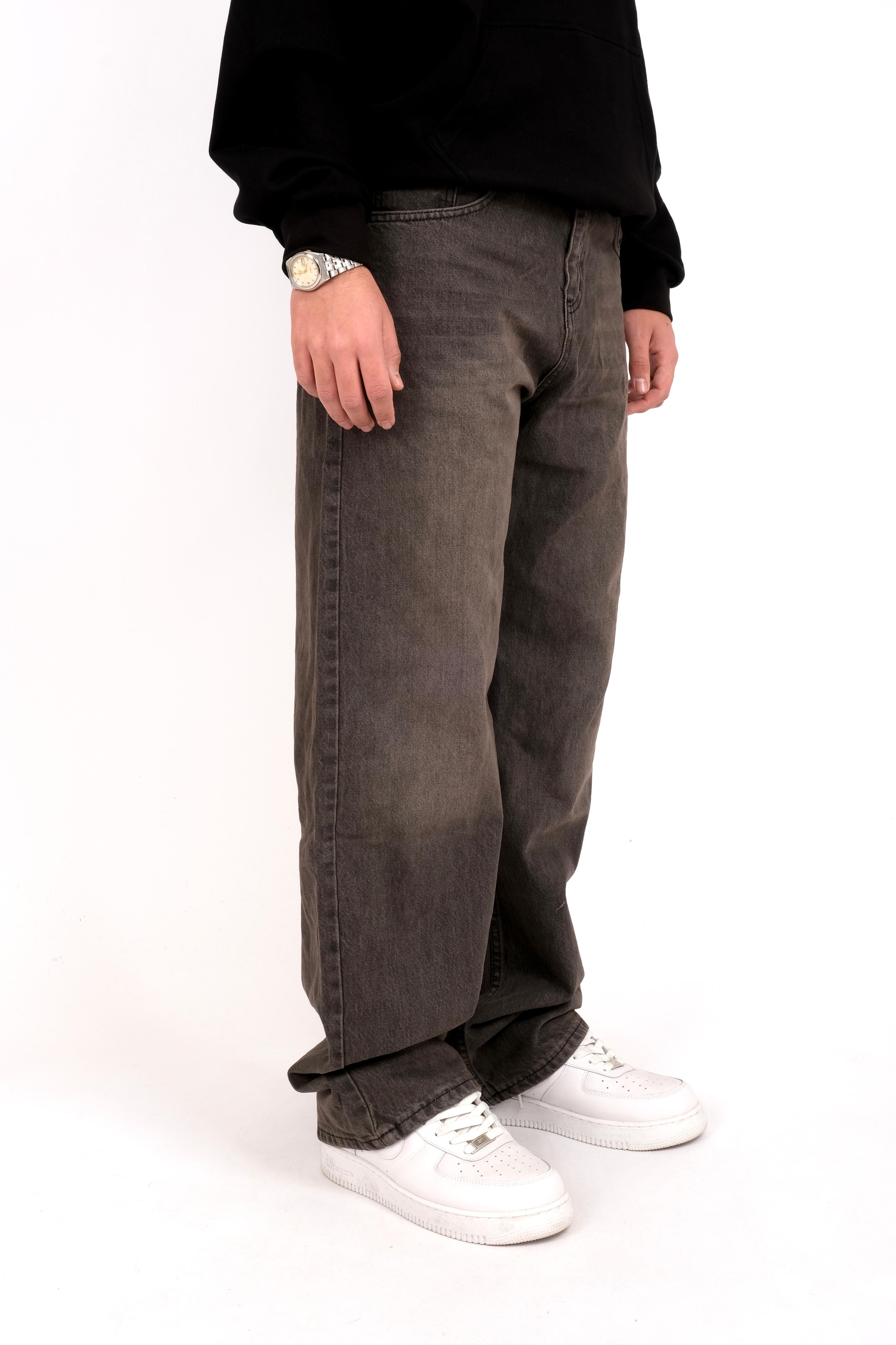 Dark Brown Washed Baggy Jeans