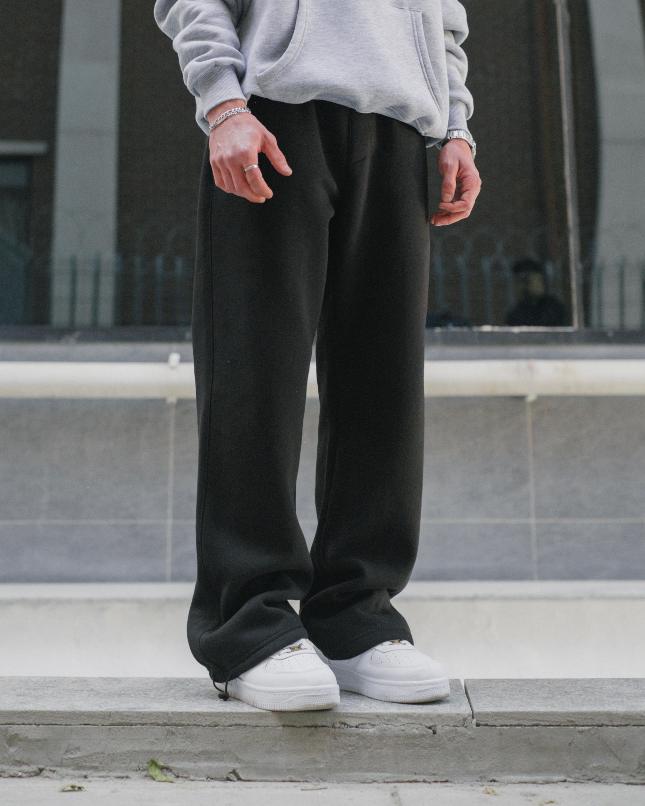 Basic Black Baggy Sweatpants - Kışlık