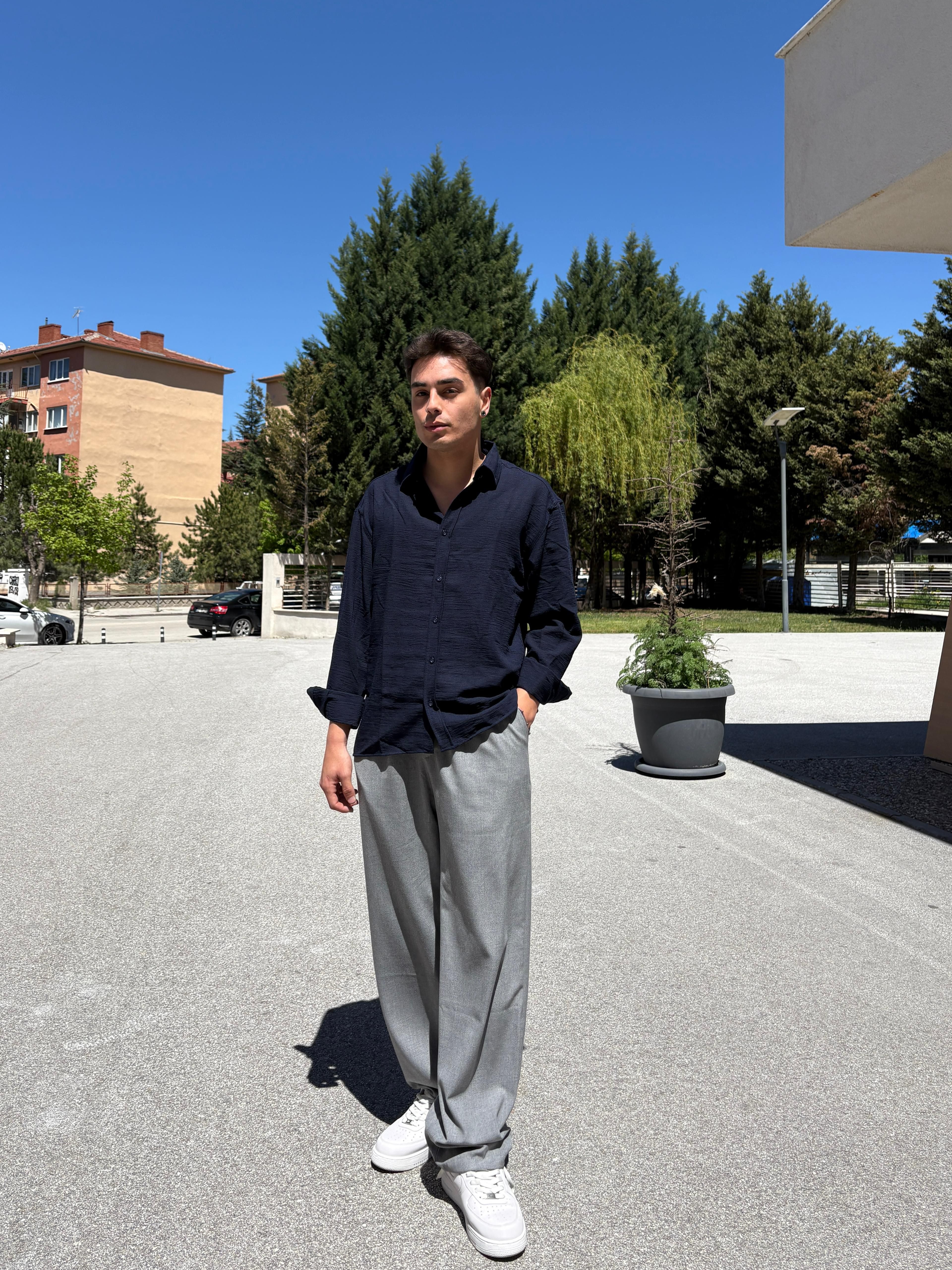 Basic Relaxed Fit Gömlek- Koyu Lacivert