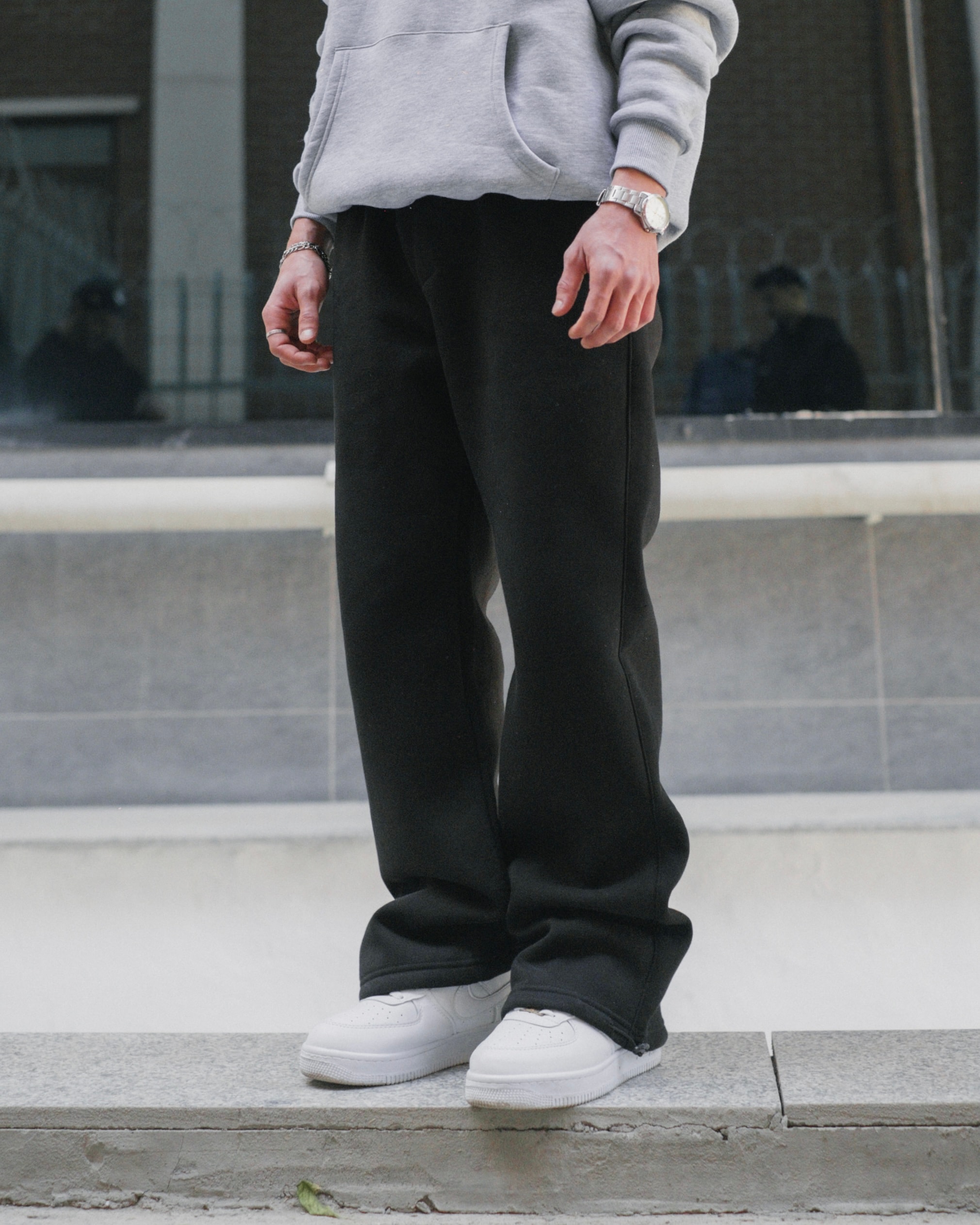 Basic Black Baggy Sweatpants - Kışlık