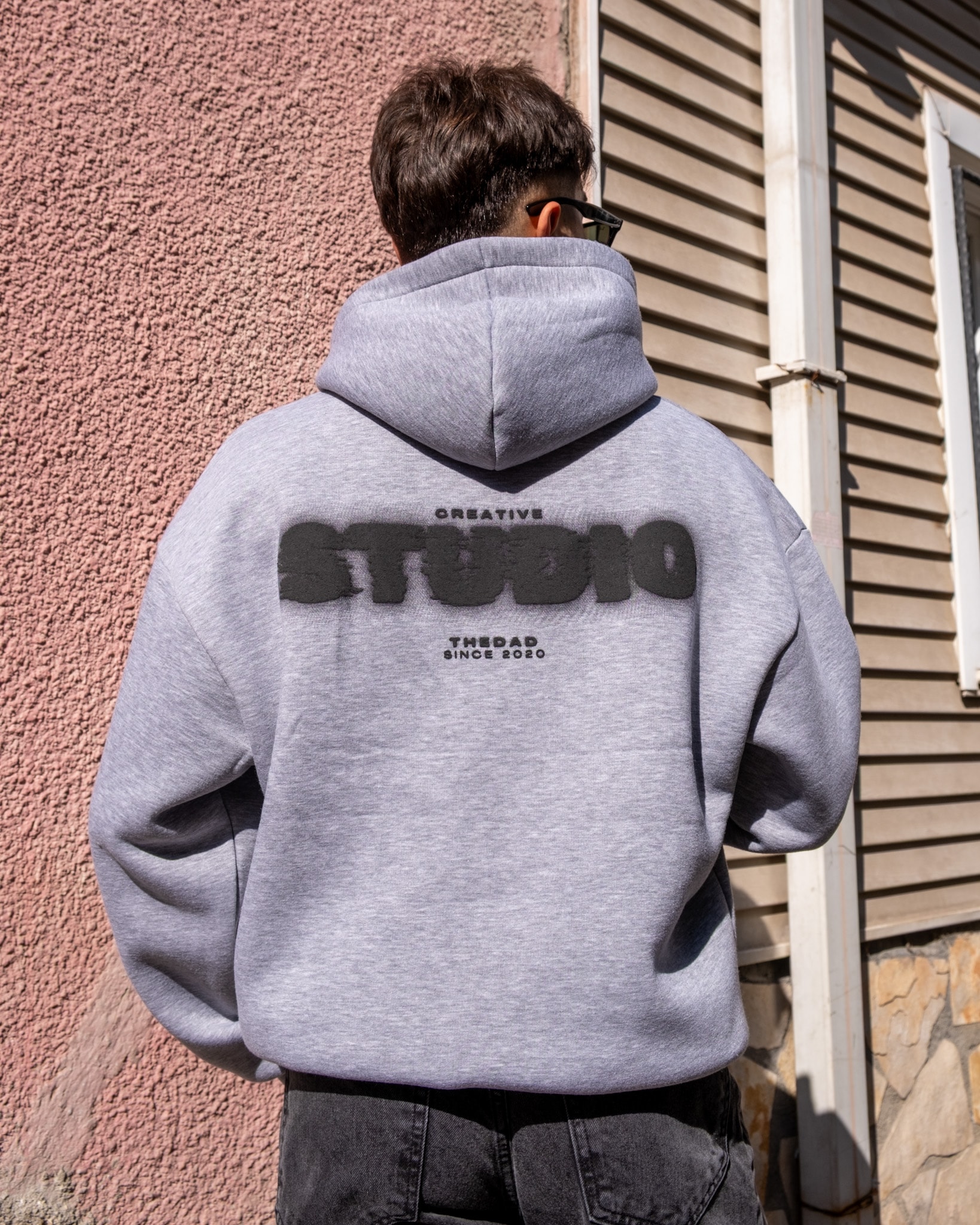 Grey Printed Oversize Premium Hoodie