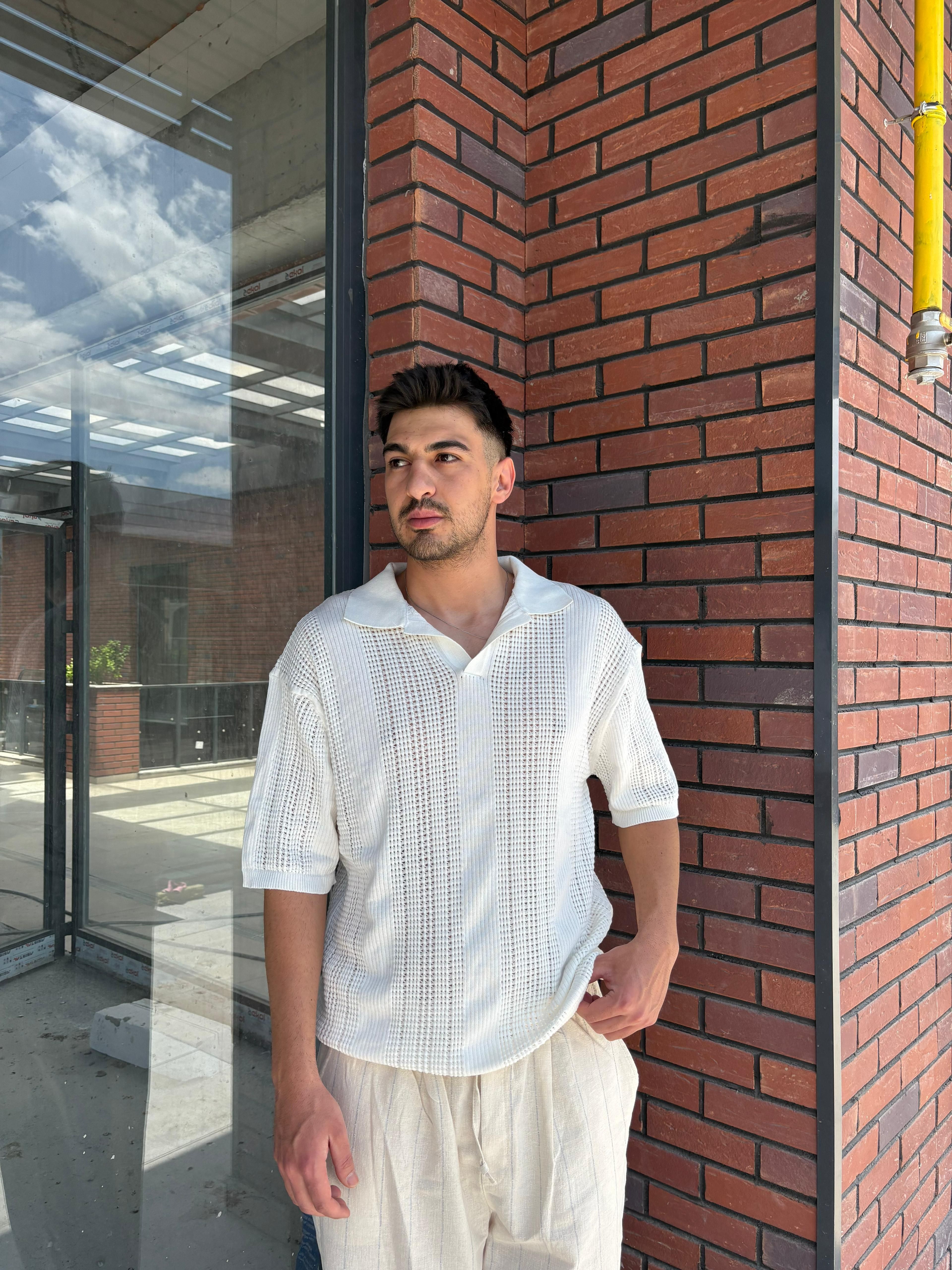 Ekru Polo Yaka Triko Tişört