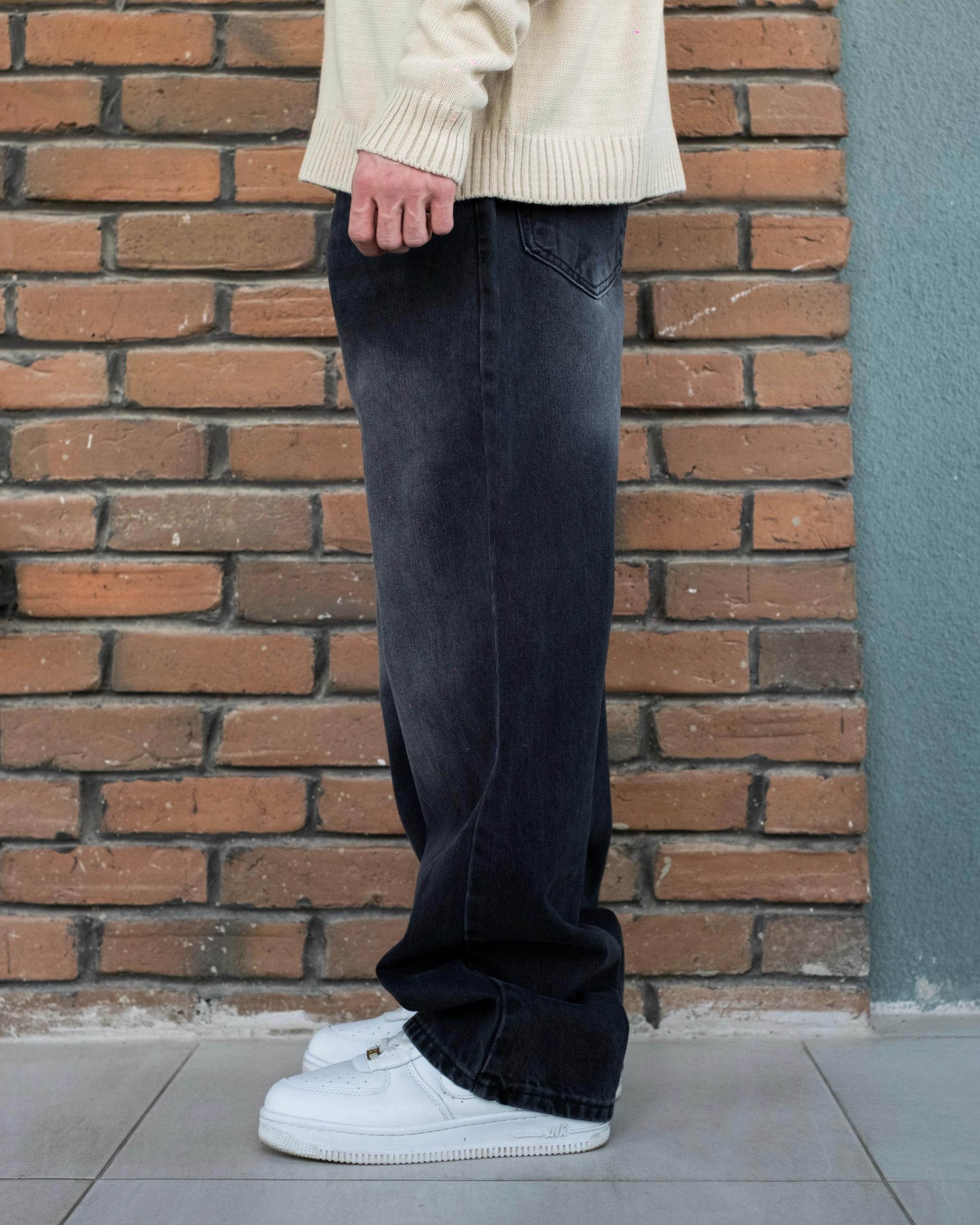Black White Washed Baggy Jeans 