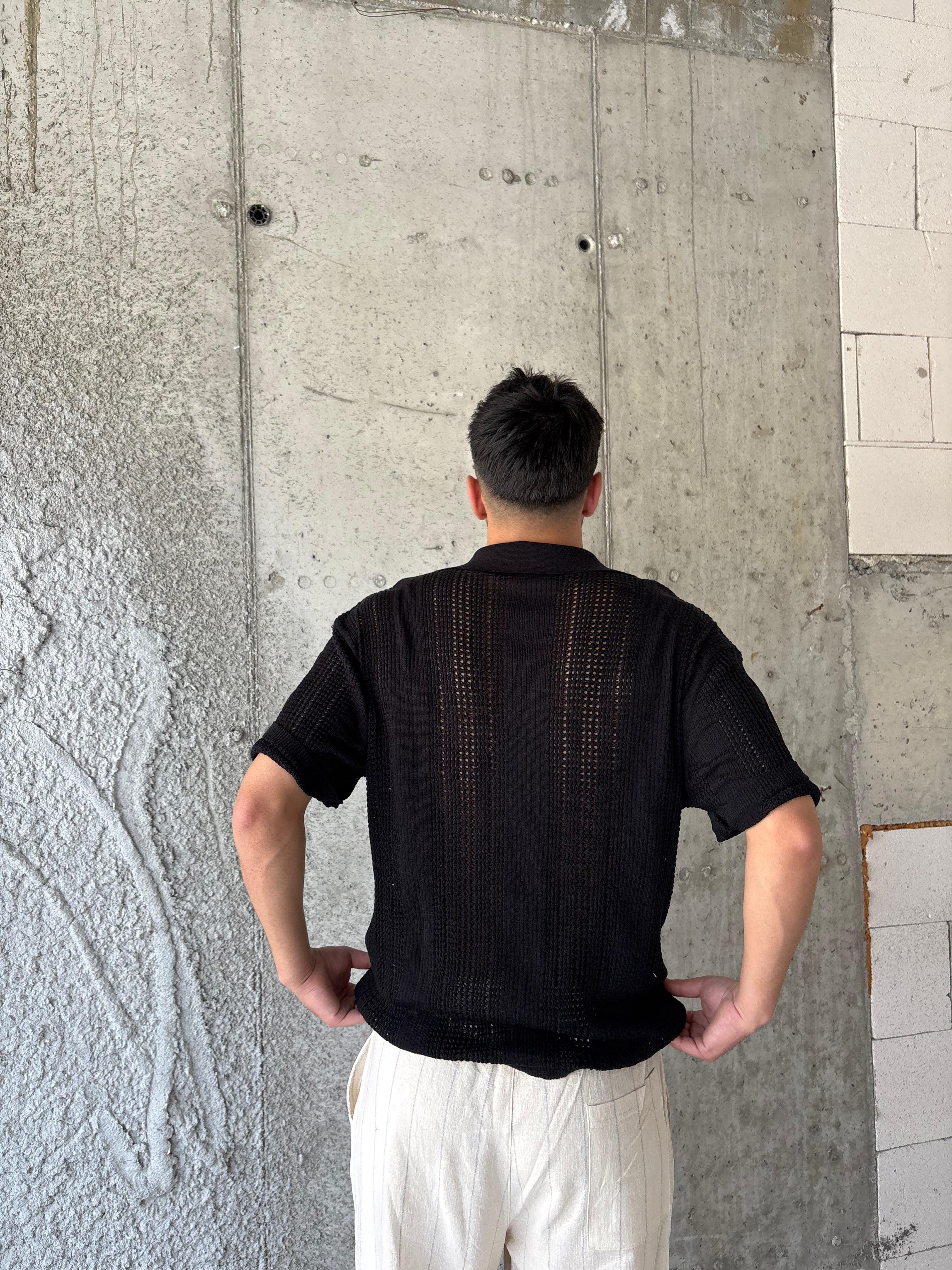 Siyah Polo Yaka Triko Tişört