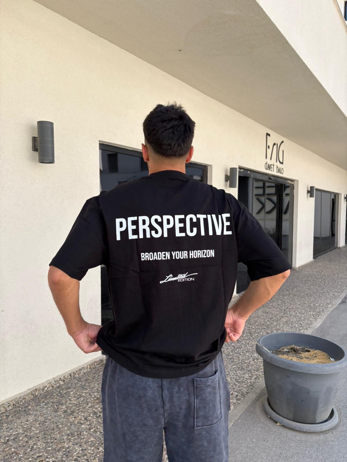 Perspectıve Oversize T-Shirt - Siyah
